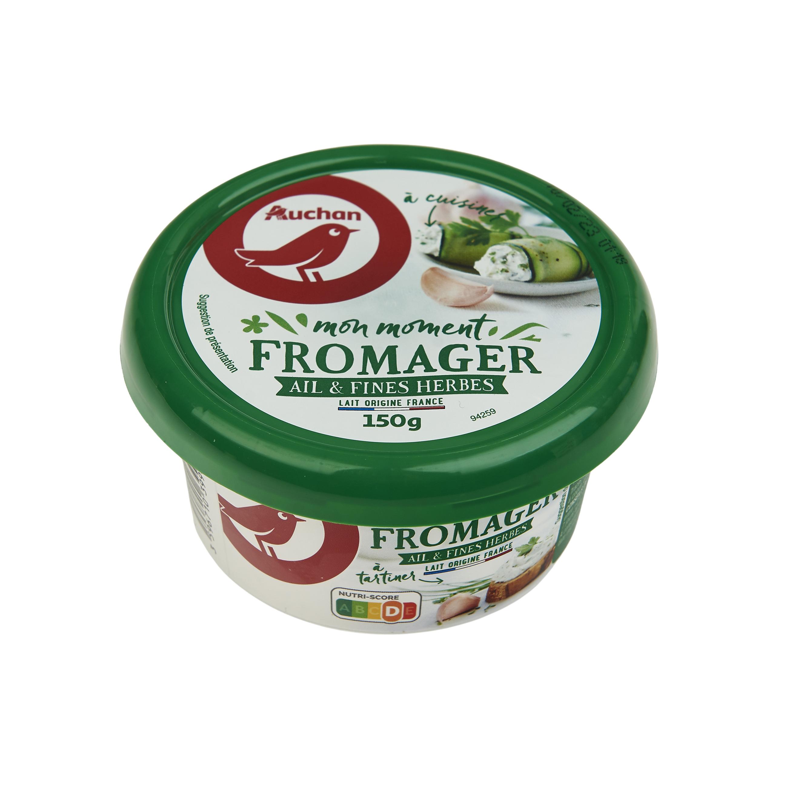 Voir la diapositive 2 : AUCHAN Fromage à tartiner à l'ail & fines herbes 150g
