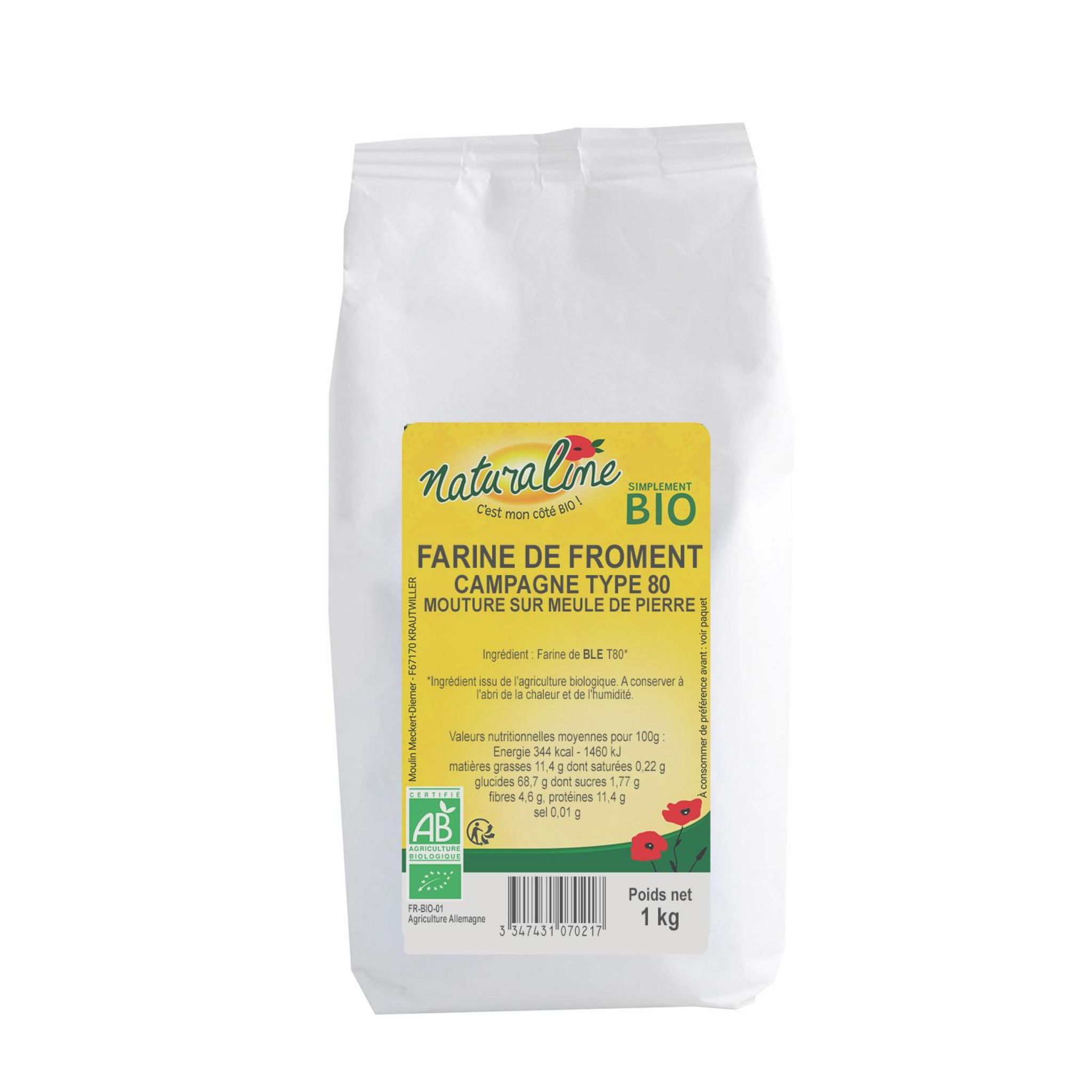 NATURALINE Farine de froment campagne bio T80 1kg