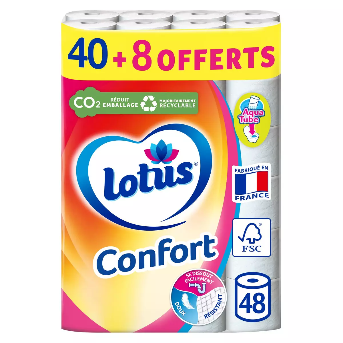 LOTUS Confort Papier toilette blanc aquatube 48 rouleaux