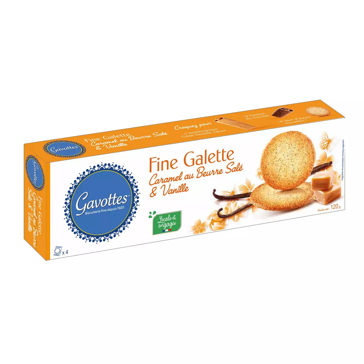 GAVOTTES Fines galettes caramel au beurre salé et vanille 4 sachets 120g