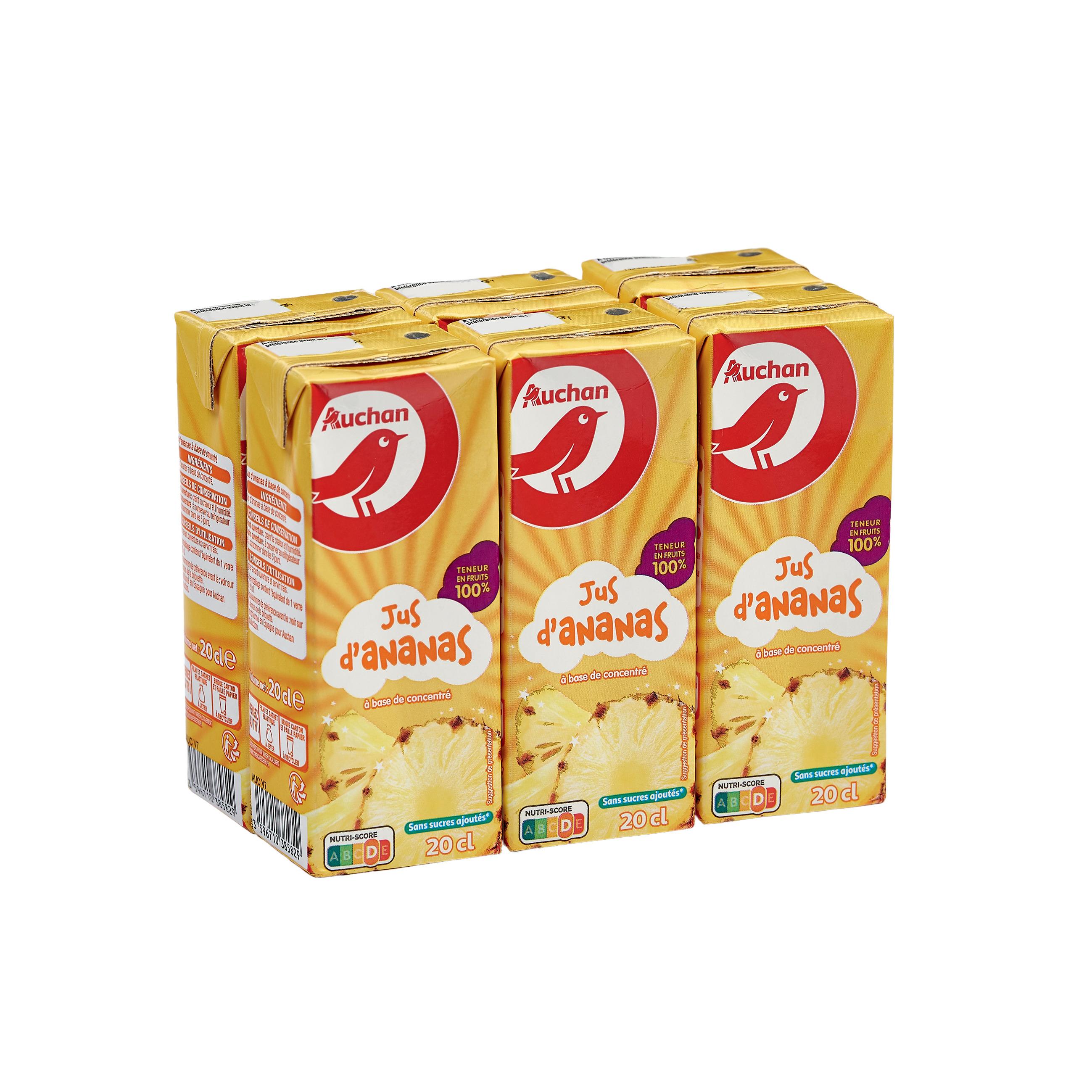 Voir la diapositive 2 : AUCHAN Jus d'ananas à base de concentré briquettes 6x20cl