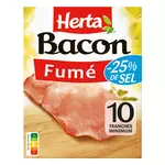 HERTA Bacon fumé réduit en sel 10 tranches minimum 120g