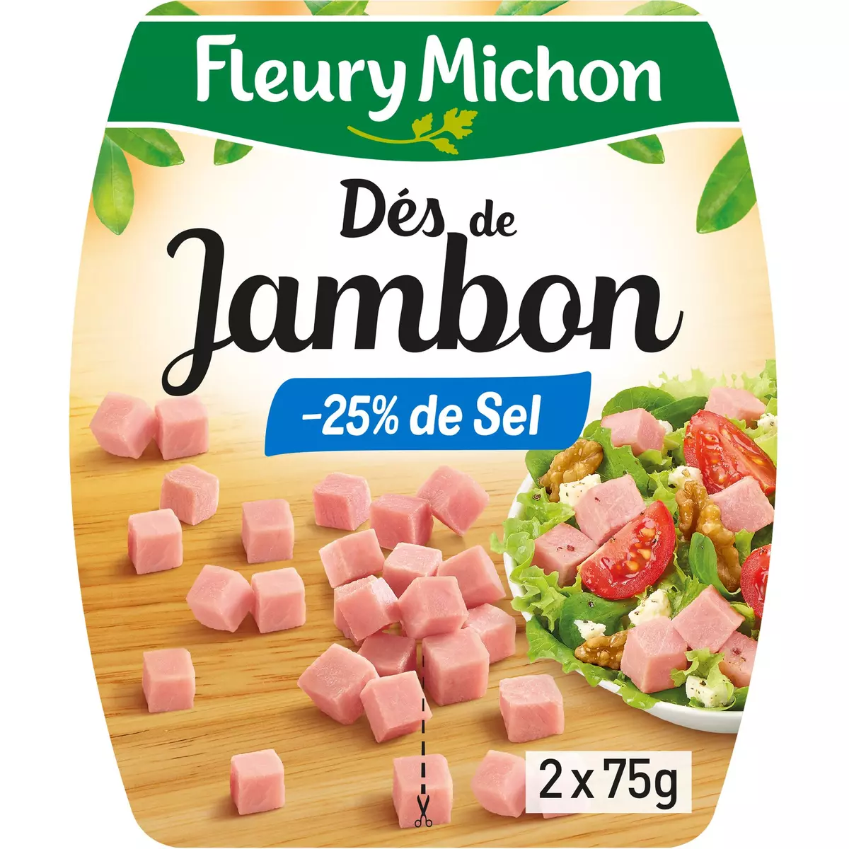 FLEURY MICHON Dés de jambon réduit en sel 2x75g