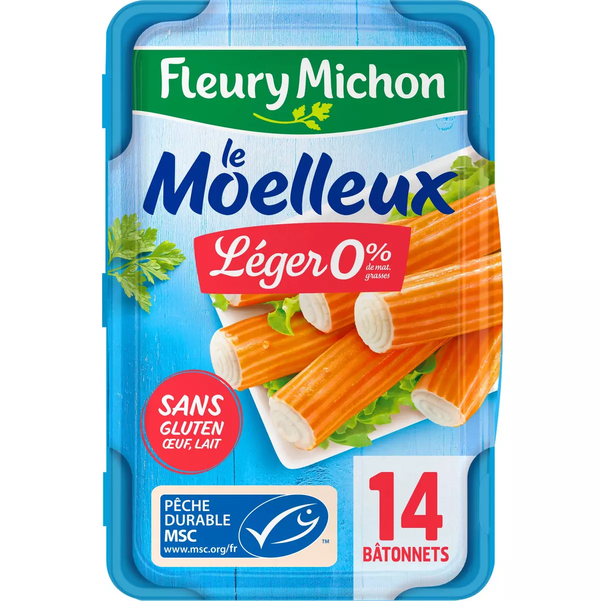 FLEURY MICHON Le Moelleux bâtonnet de surimi léger 0% 14 bâtonnets 230g