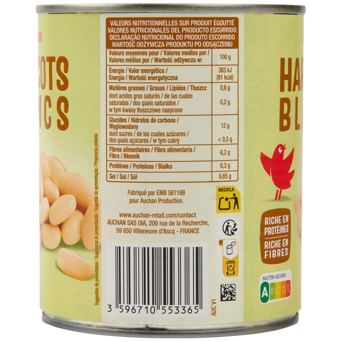 AUCHAN Haricots blancs 500g