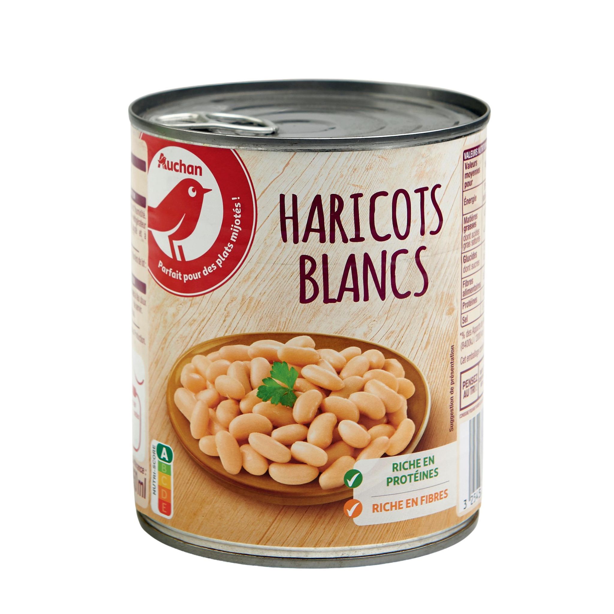 Voir la diapositive 2 : AUCHAN Haricots blancs 500g