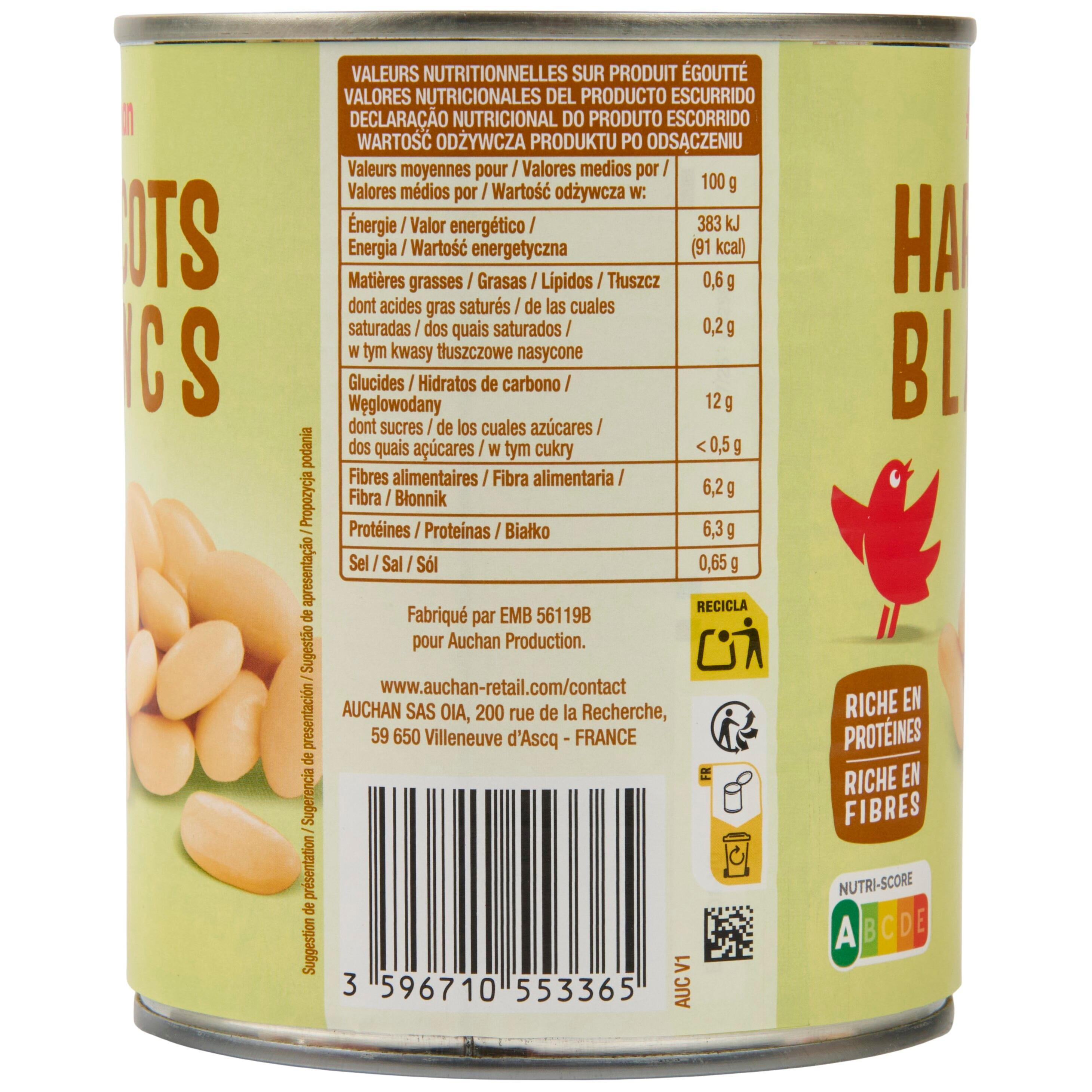 Voir la diapositive 3 : AUCHAN Haricots blancs 500g