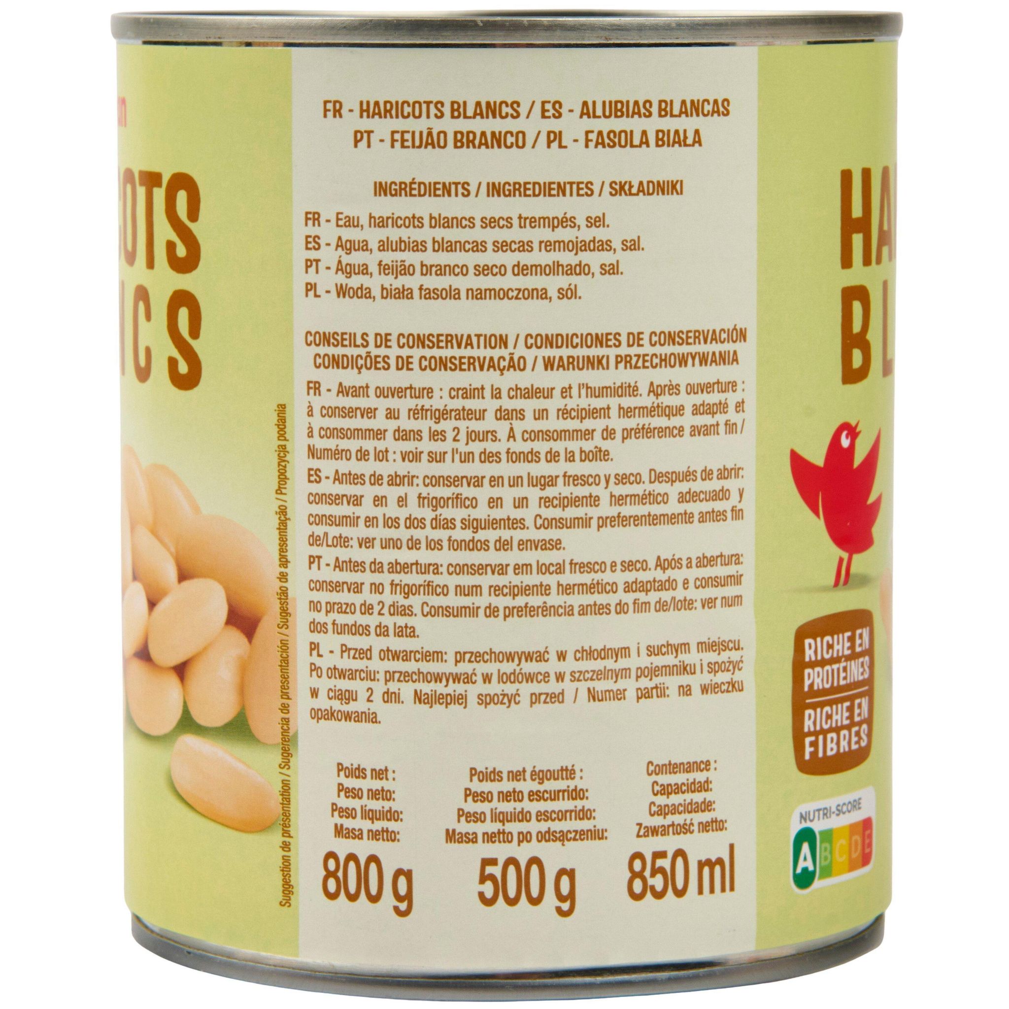 Voir la diapositive 3 : AUCHAN Haricots blancs 500g