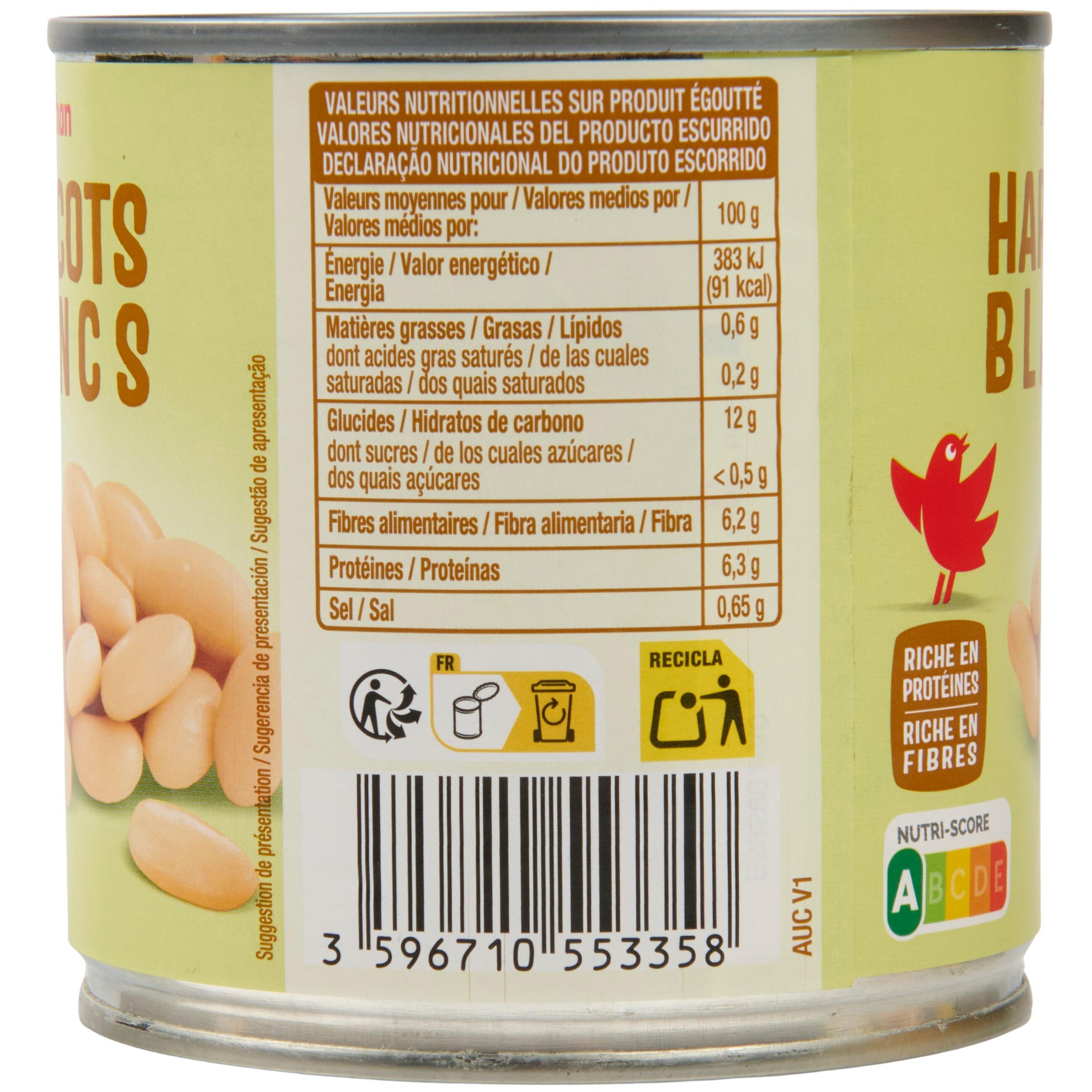 Voir la diapositive 2 : AUCHAN Haricots blancs 250g