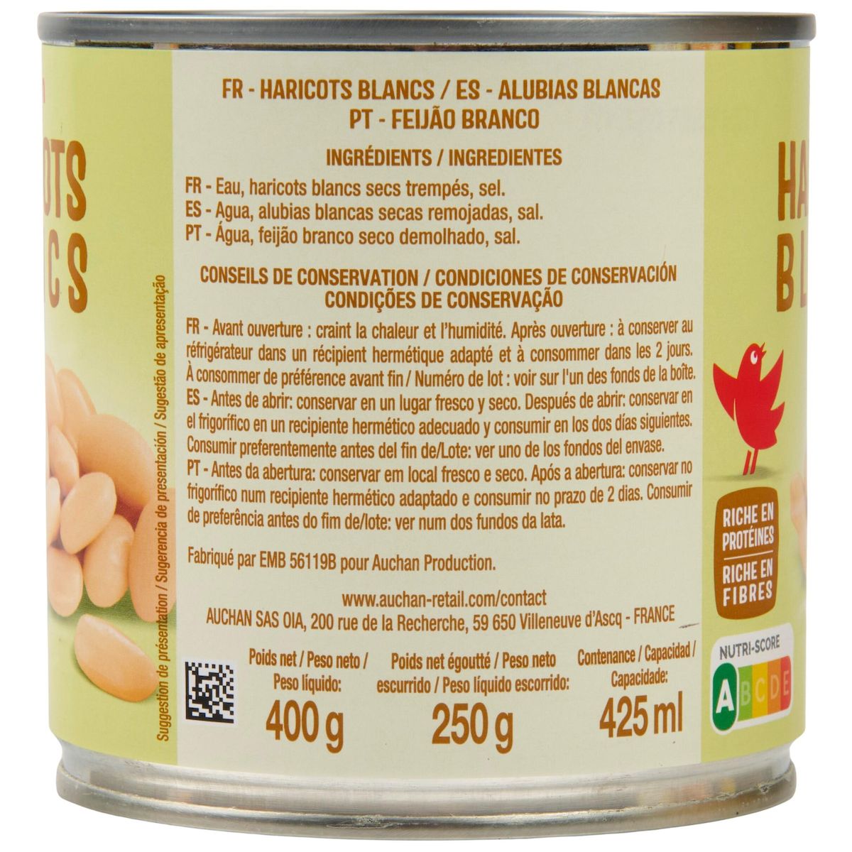 AUCHAN Haricots blancs 250g