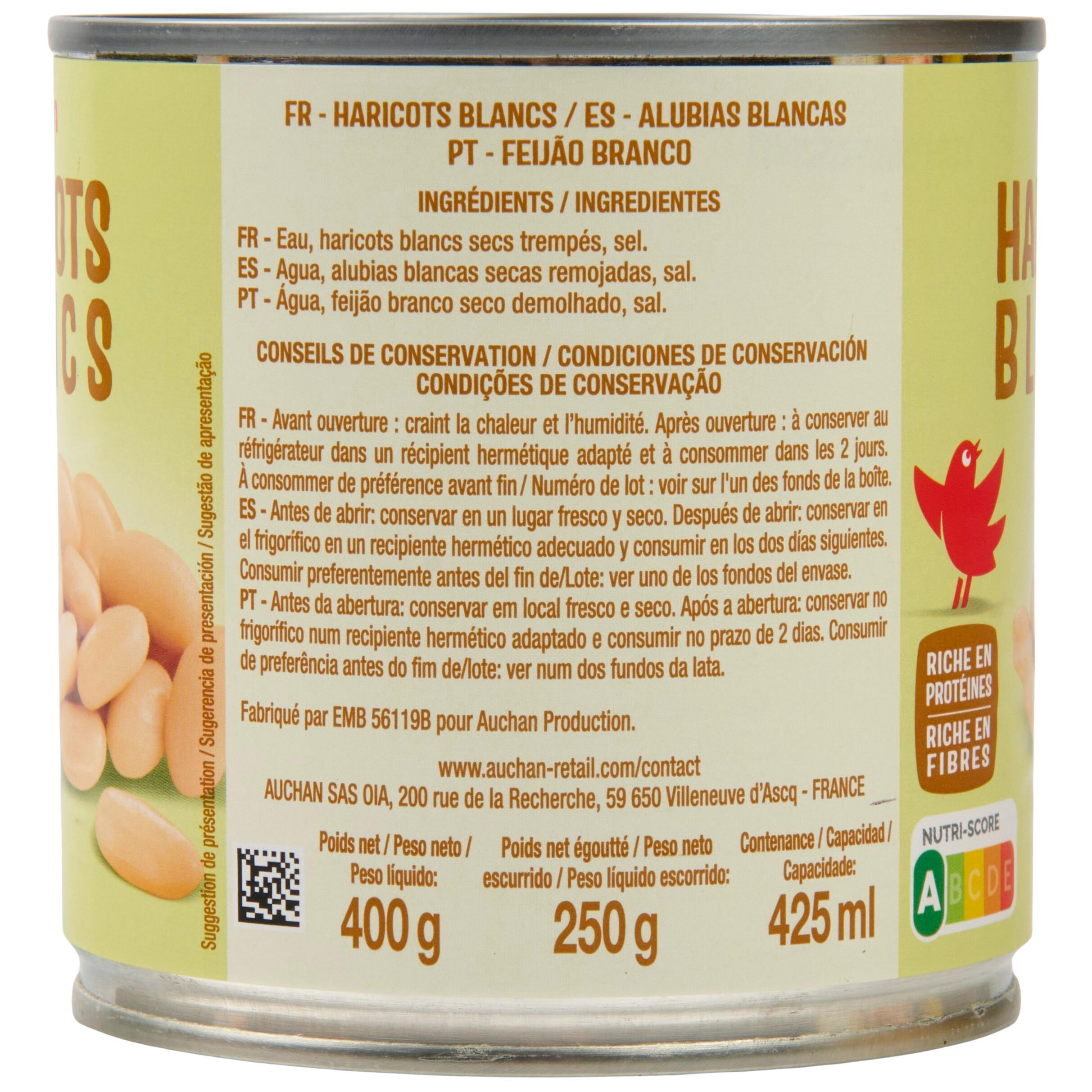 Voir la diapositive 4 : AUCHAN Haricots blancs 250g