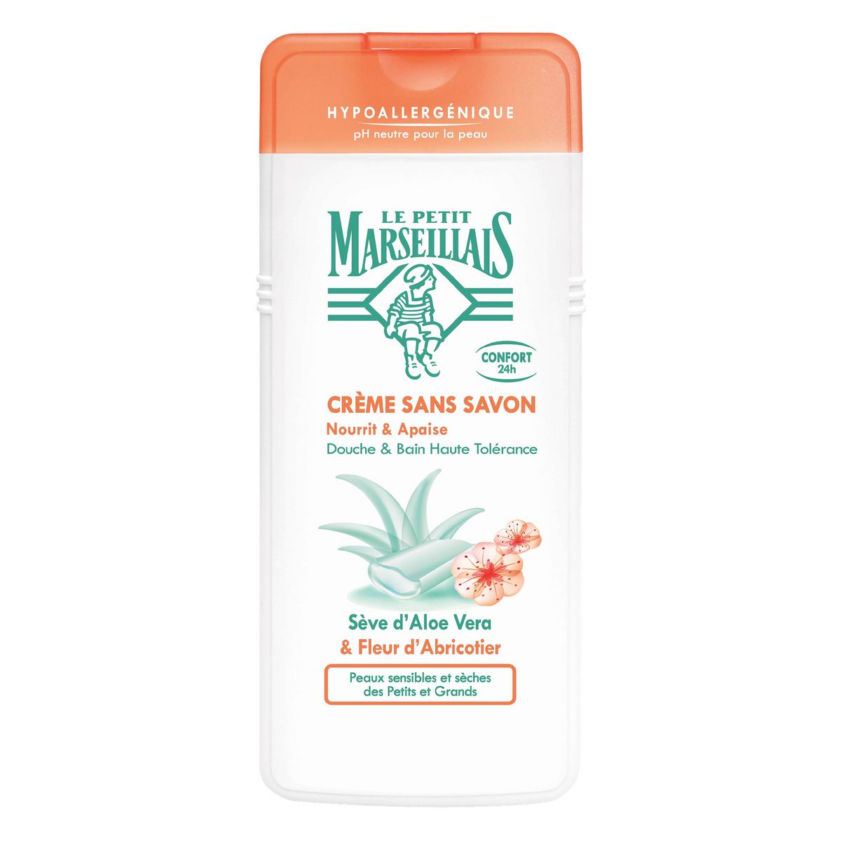LE PETIT MARSEILLAIS Gel douche et bain hypoallergénique sève d'aloé vera et fleur d'abricotier 650ml