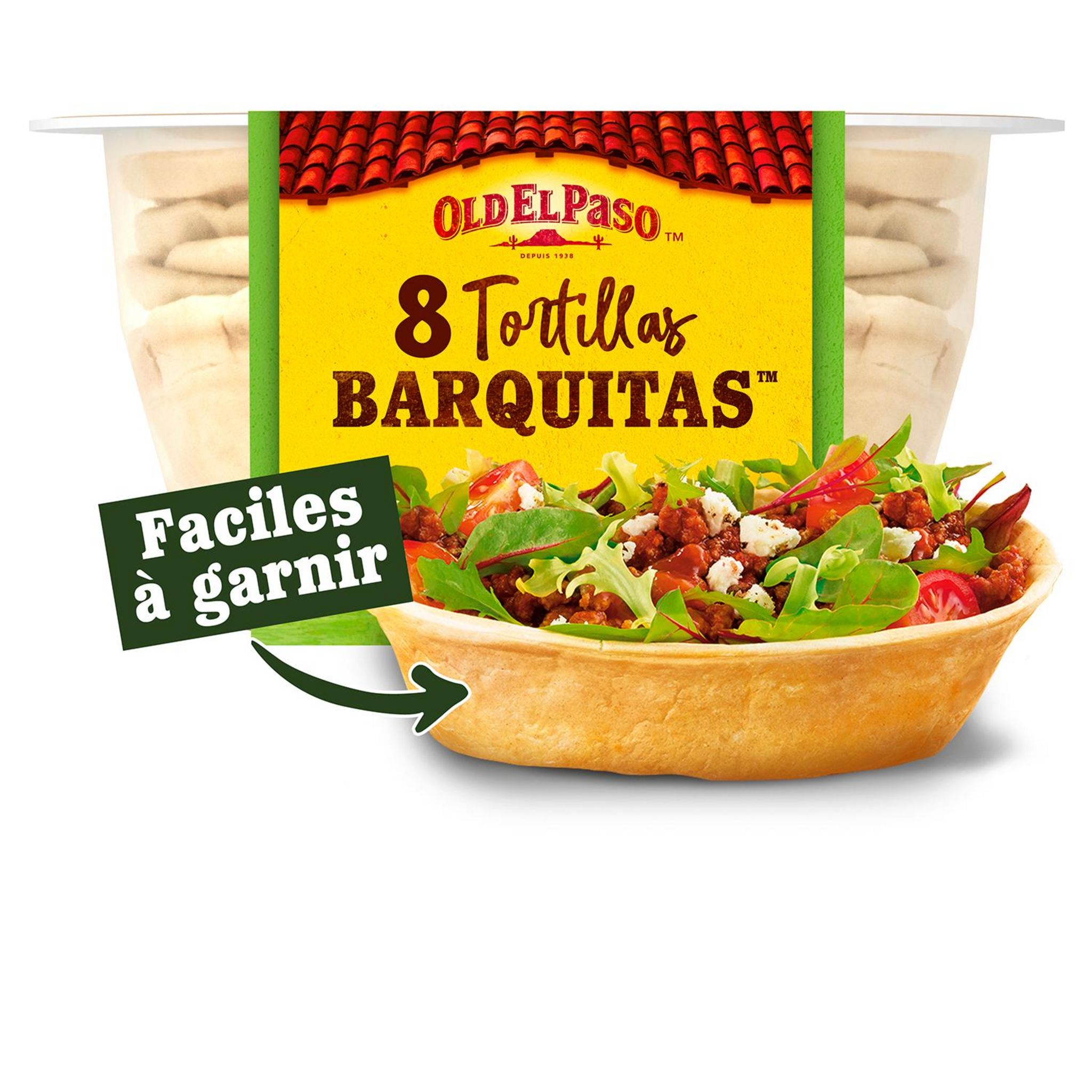 Voir la diapositive 2 : OLD EL PASO Barquitas de blé nature 8 pièces 193g