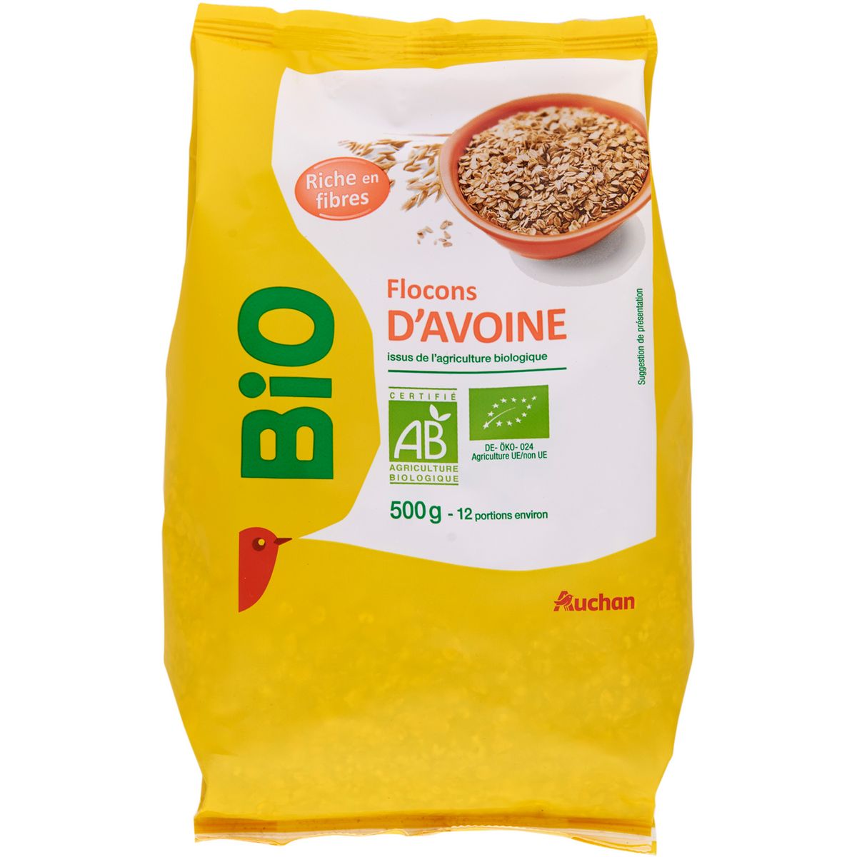 AUCHAN BIO Flocons d'avoine 500g