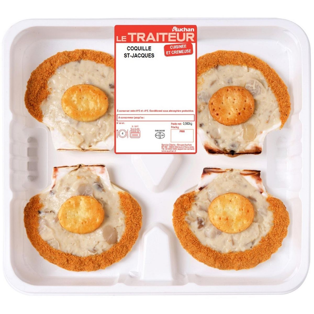 AUCHAN LE TRAITEUR Coquille Saint-Jacques 4 pièces 560g