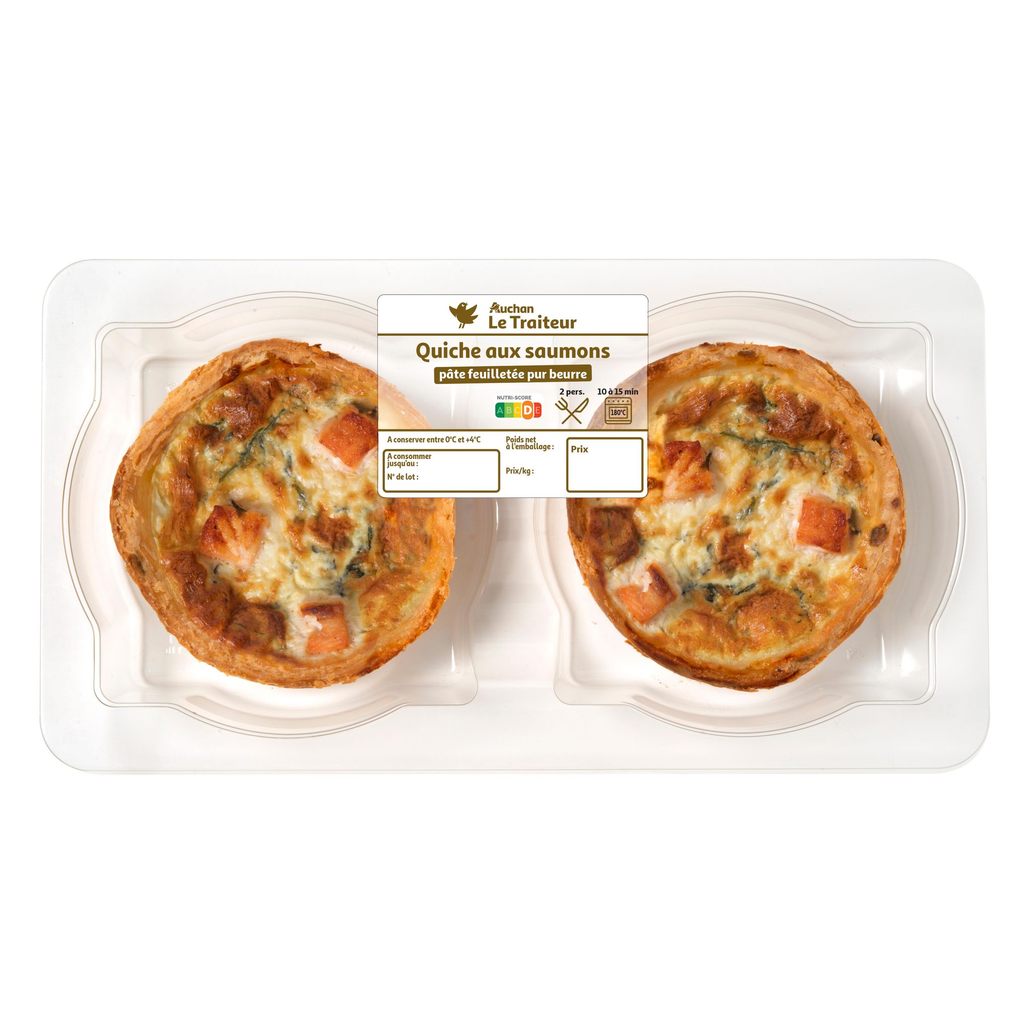 AUCHAN LE TRAITEUR Quiche aux 2 saumons 2 pièces 300g