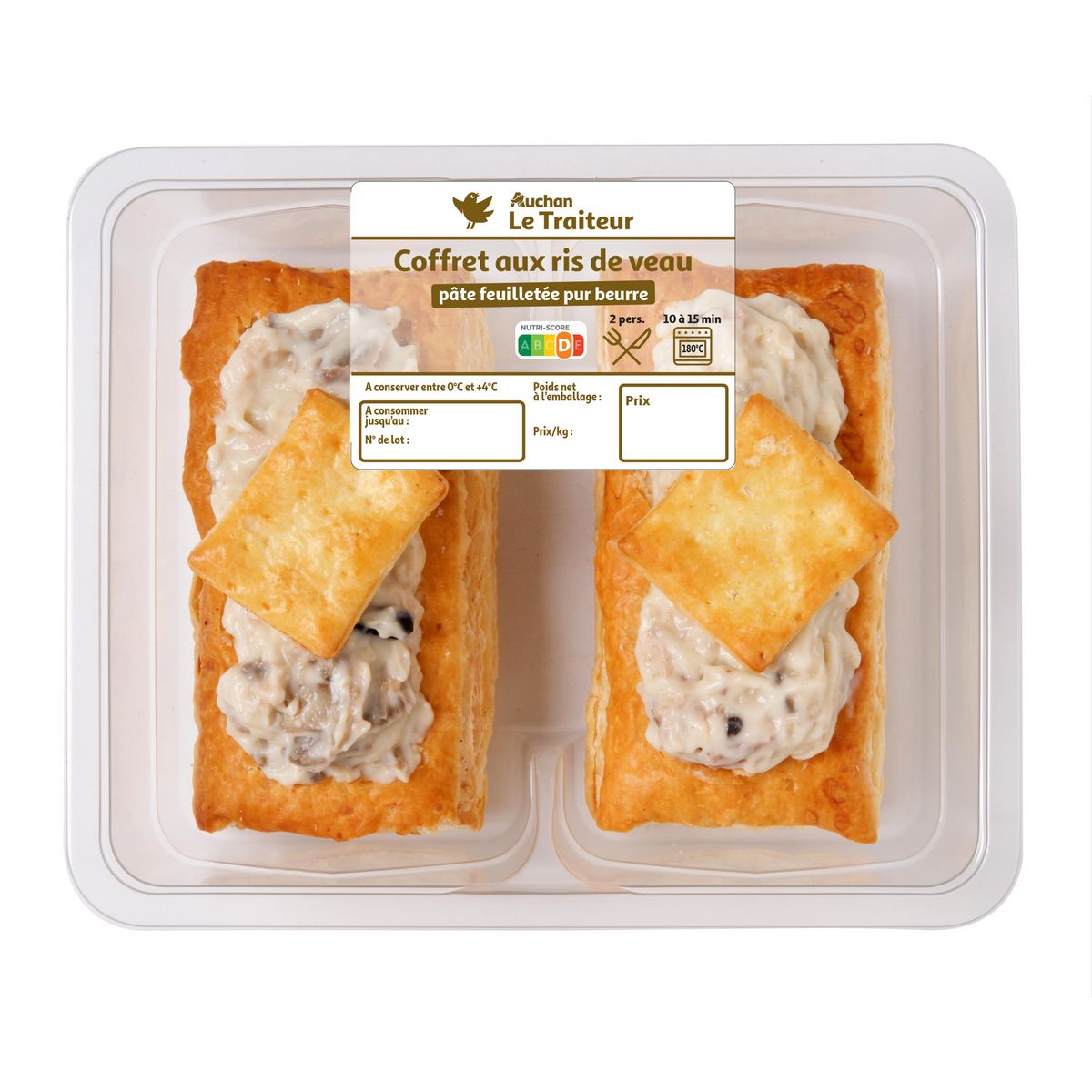 AUCHAN LE TRAITEUR Coffret aux ris de veau 2 parts 240g