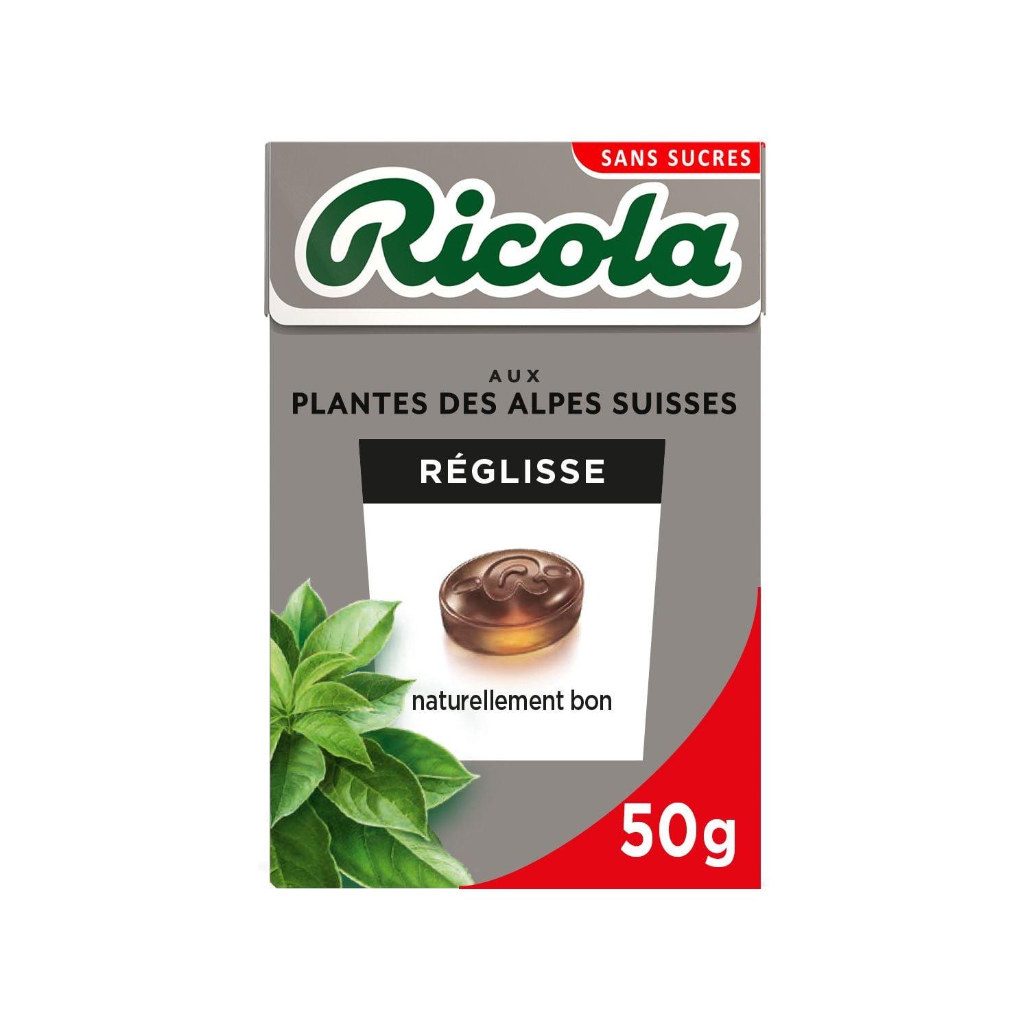Voir la diapositive 2 : RICOLA Bonbons suisses aux plantes sans sucres saveur réglisse 50g