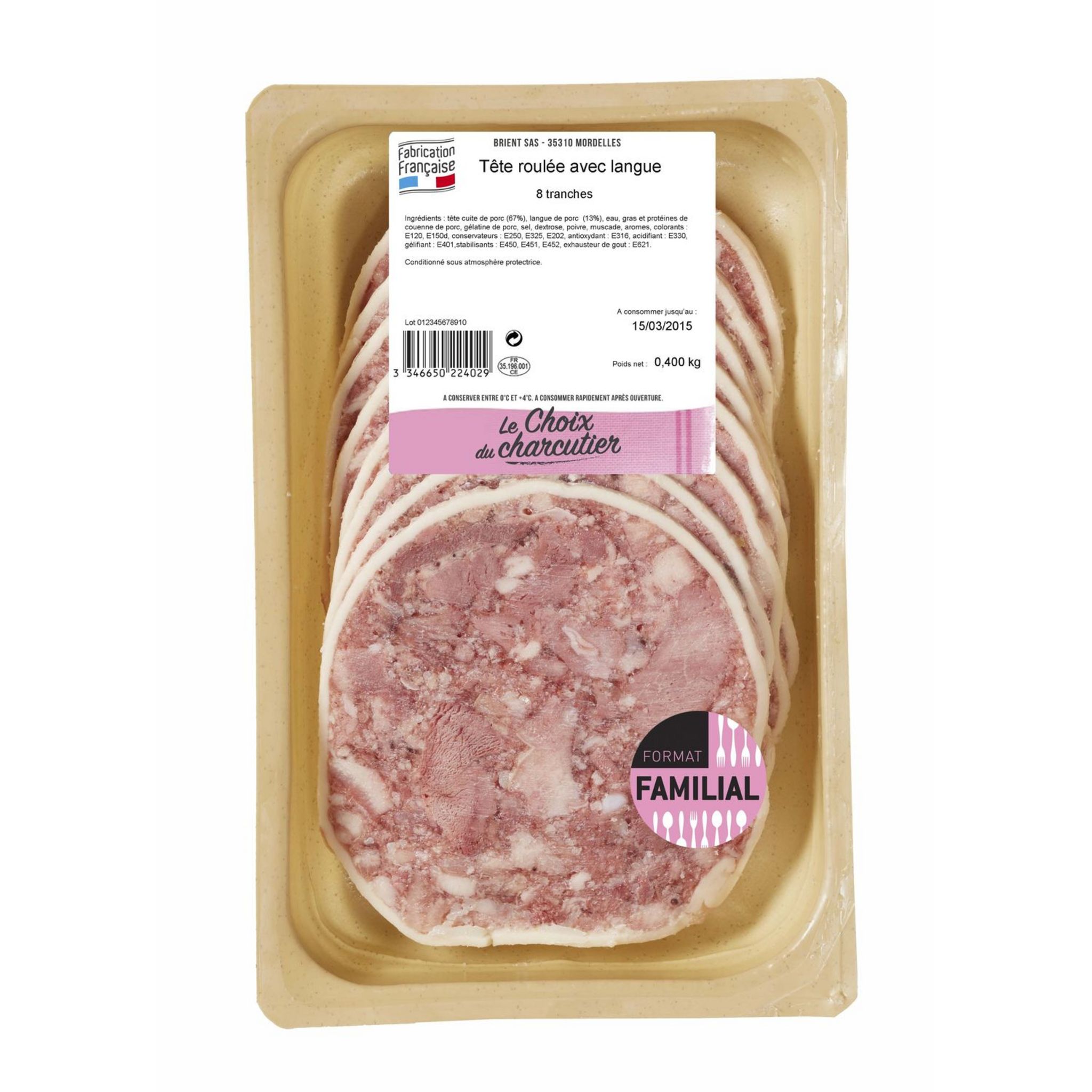 BRIENT Tête roulée avec langue  8 tranches 400g