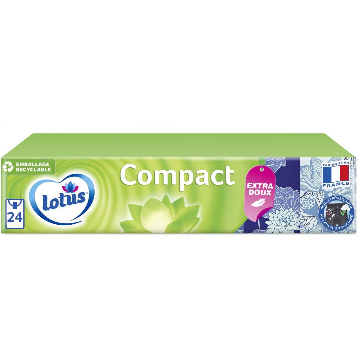 LOTUS Paquets de mouchoirs blancs compact 24x7 mouchoirs