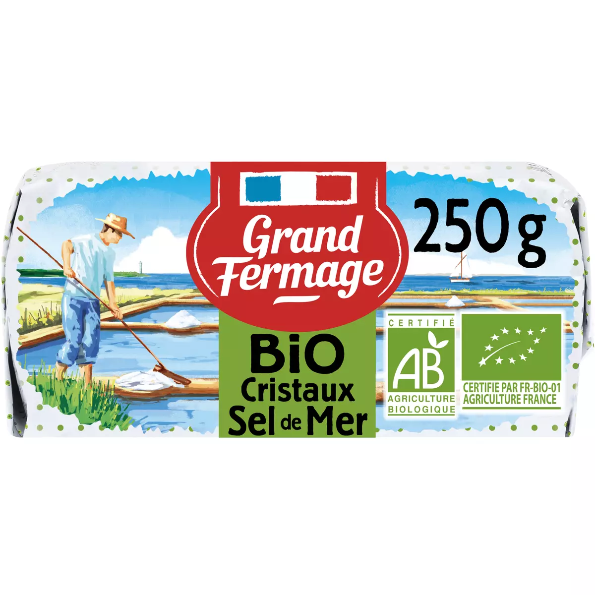 GRAND FERMAGE Beurre aux cristaux de sel de mer de Noirmoutier bio 250g