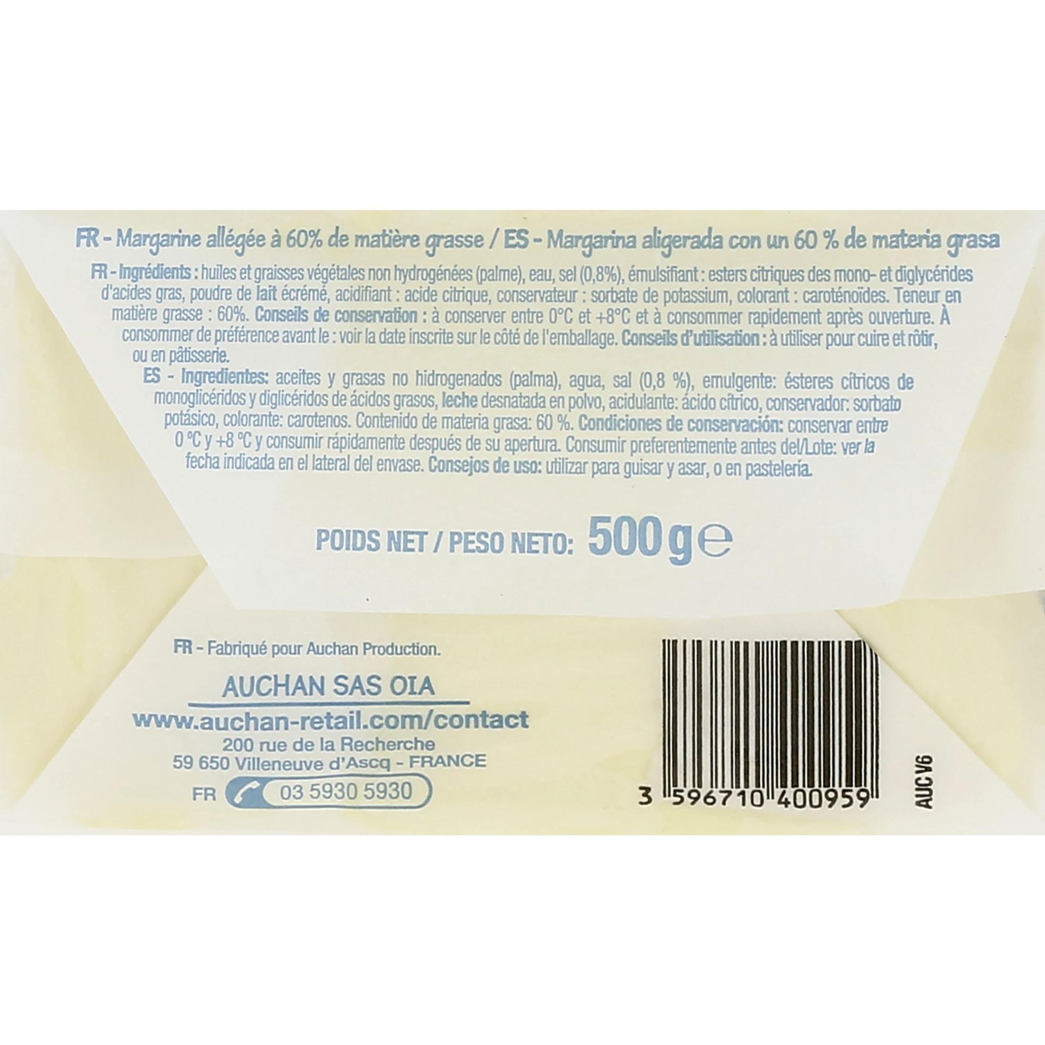 Voir la diapositive 4 : POUCE Margarine de cuisine allégée 60% MG 500g