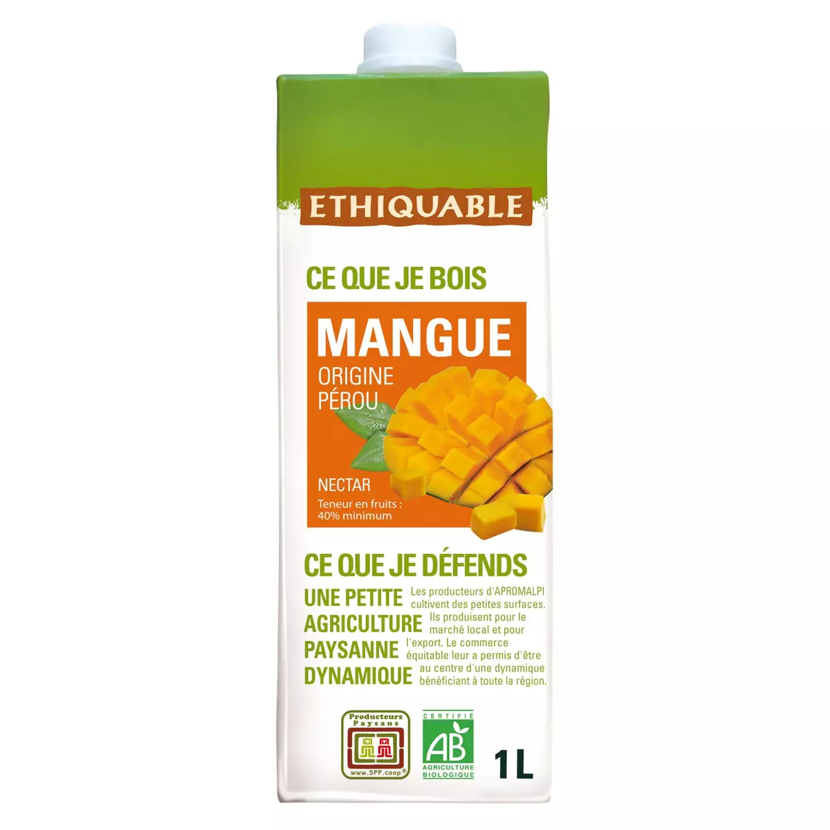 ETHIQUABLE Nectar de mangue bio Pérou Madagascar brique 1l