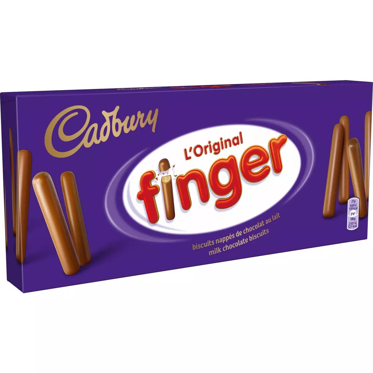 CADBURY Biscuits Finger nappés de chocolat au lait 138g
