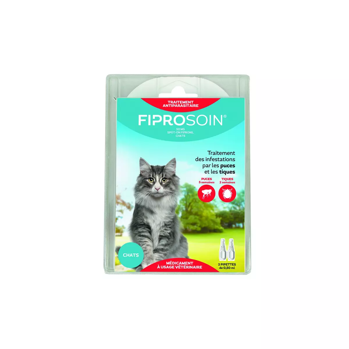 FIPROSOIN Traitement antiparasitaire pour chats 2 pipettes 2x0,5ml