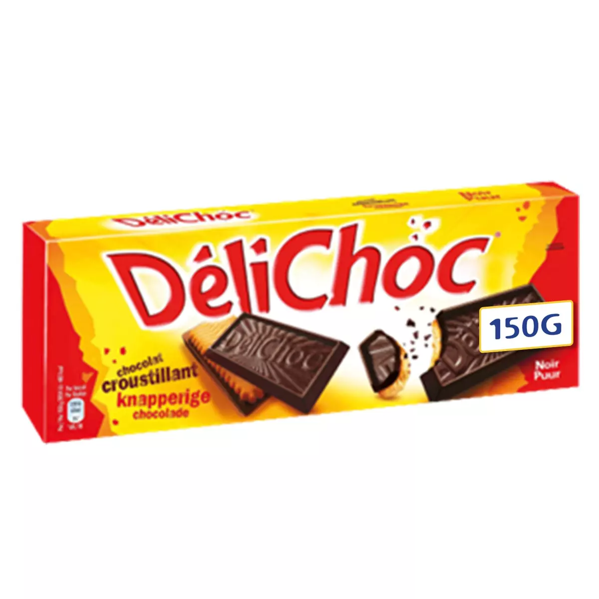 DELICHOC Biscuits sablés nappés de chocolat noir croustillant 12 biscuits 150g