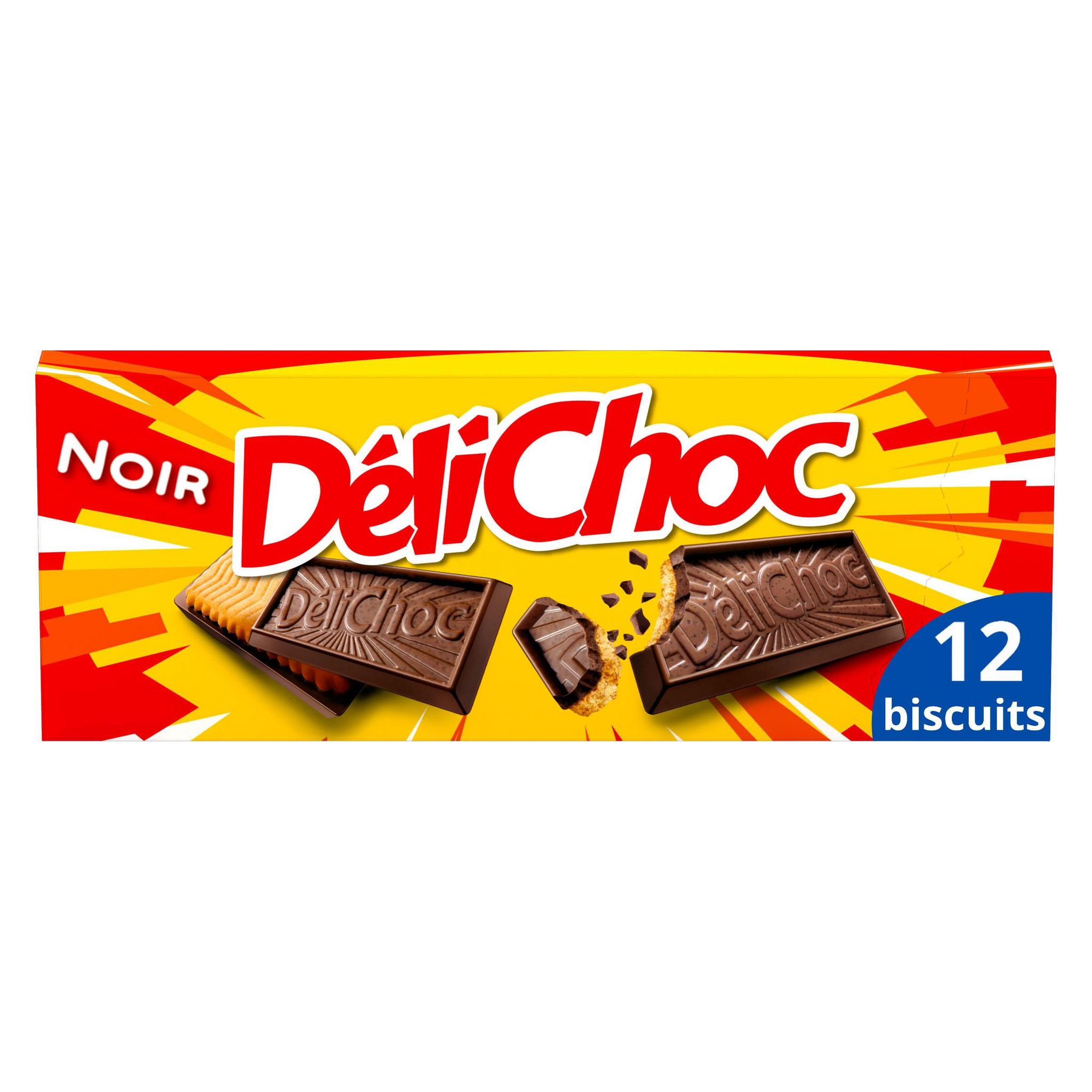 Voir la diapositive 2 : DELICHOC Biscuits sablés nappés de chocolat noir croustillant 12 biscuits 150g