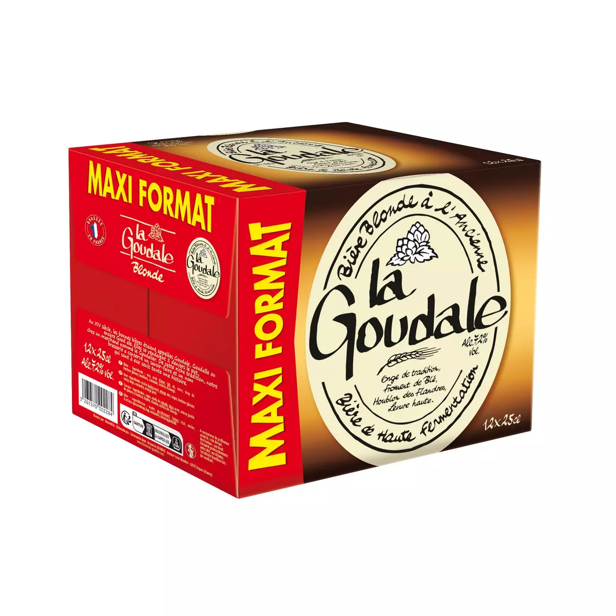 LA GOUDALE Bière blonde à l'ancienne 7,2% bouteilles 12x25cl