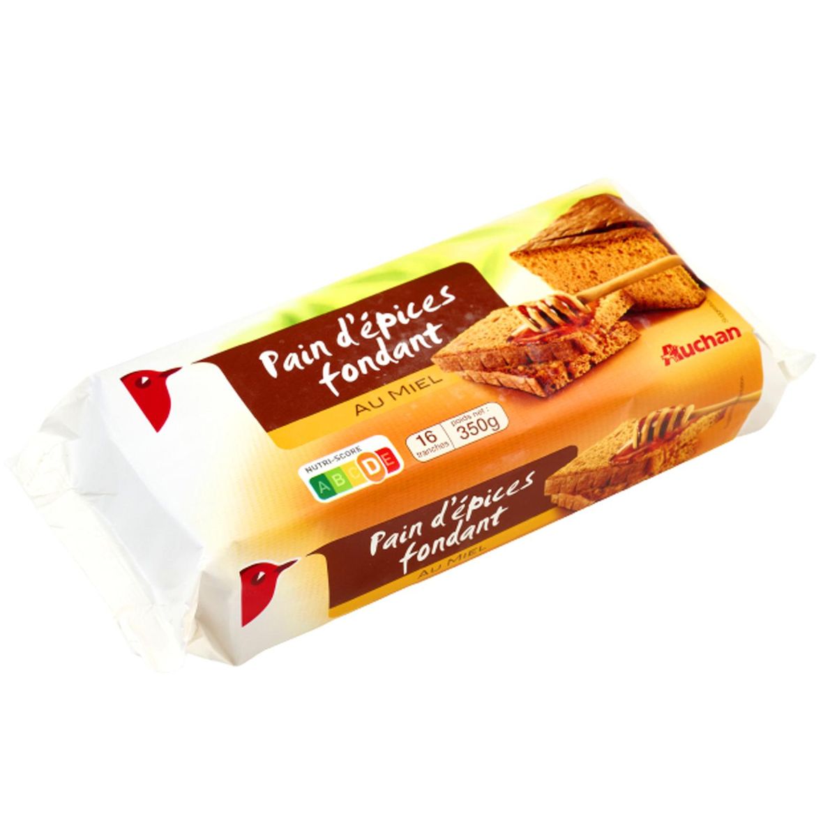 AUCHAN Pain d'épices fondant au miel 16 tranches 350g