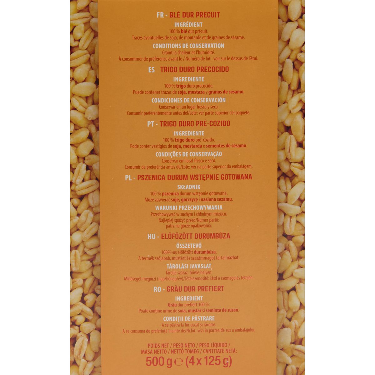 AUCHAN Grains de blé nature, sachet cuisson 10min 4 sachets 4x125g