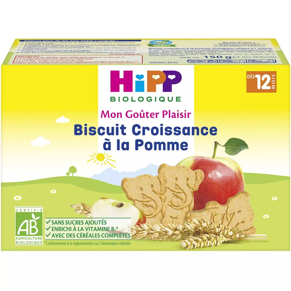 HIPP Mon goûter plaisir Biscuits croissance à la pomme bio dès 12 mois 150g