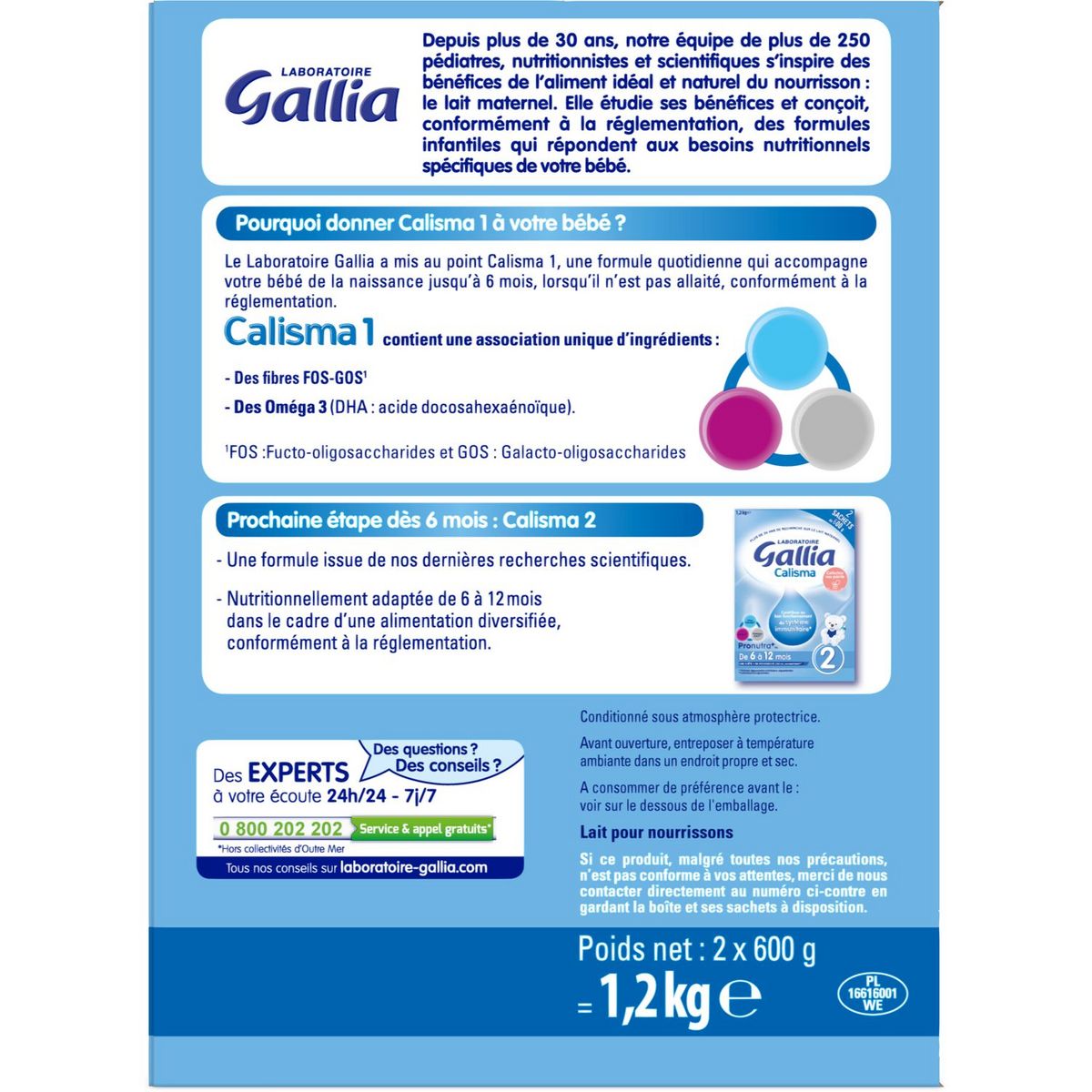 GALLIA Calisma 1 lait 1er âge en poudre dès la naissance 1,2kg