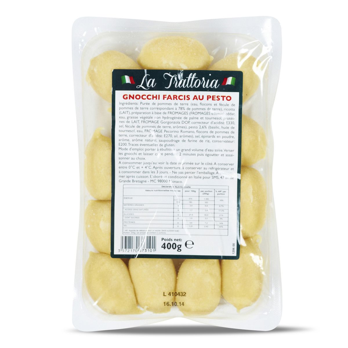 LA TRATTORIA Gnocchi farcis au pesto 400g