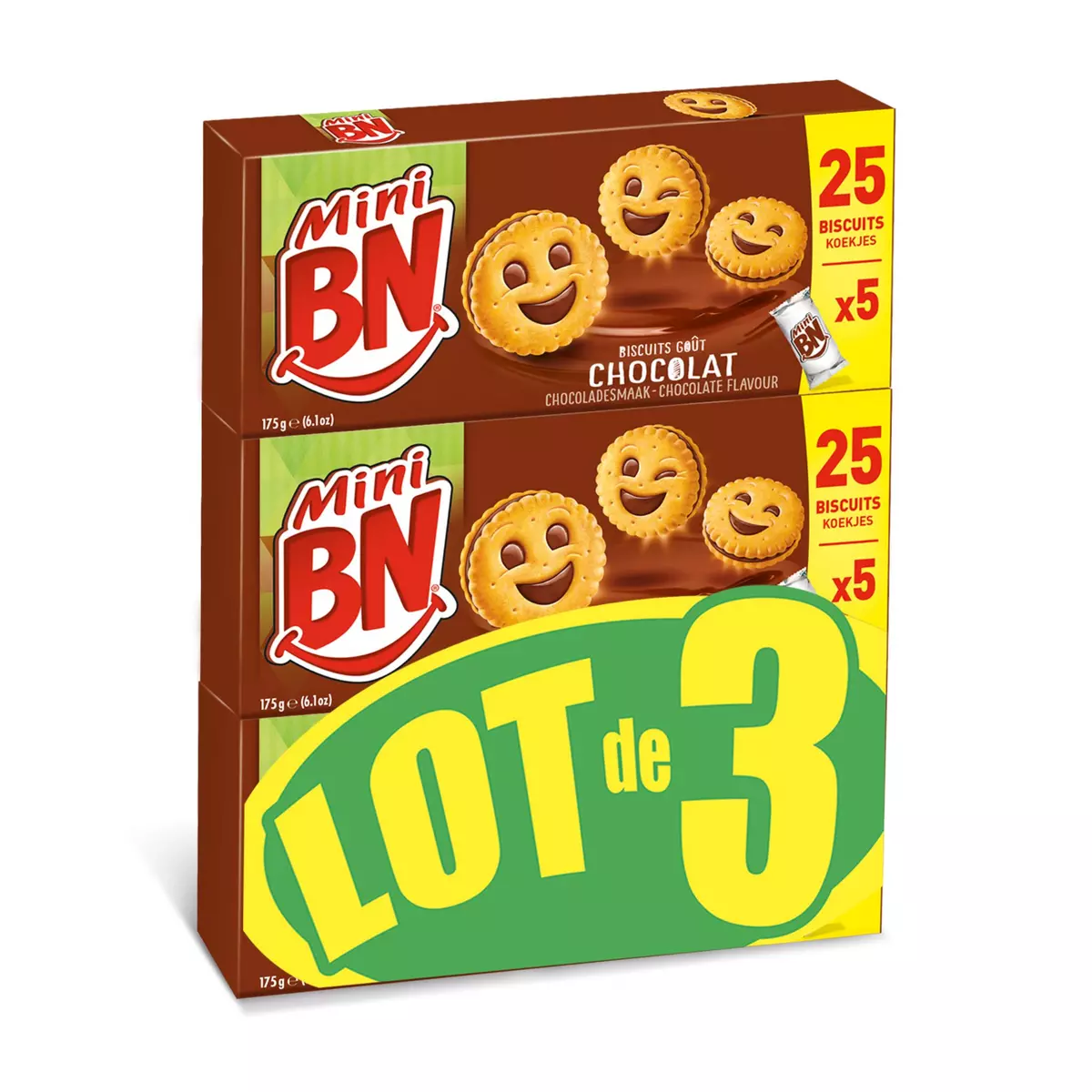 BN Mini Biscuits fourrés au chocolat 3 paquets 3x175g