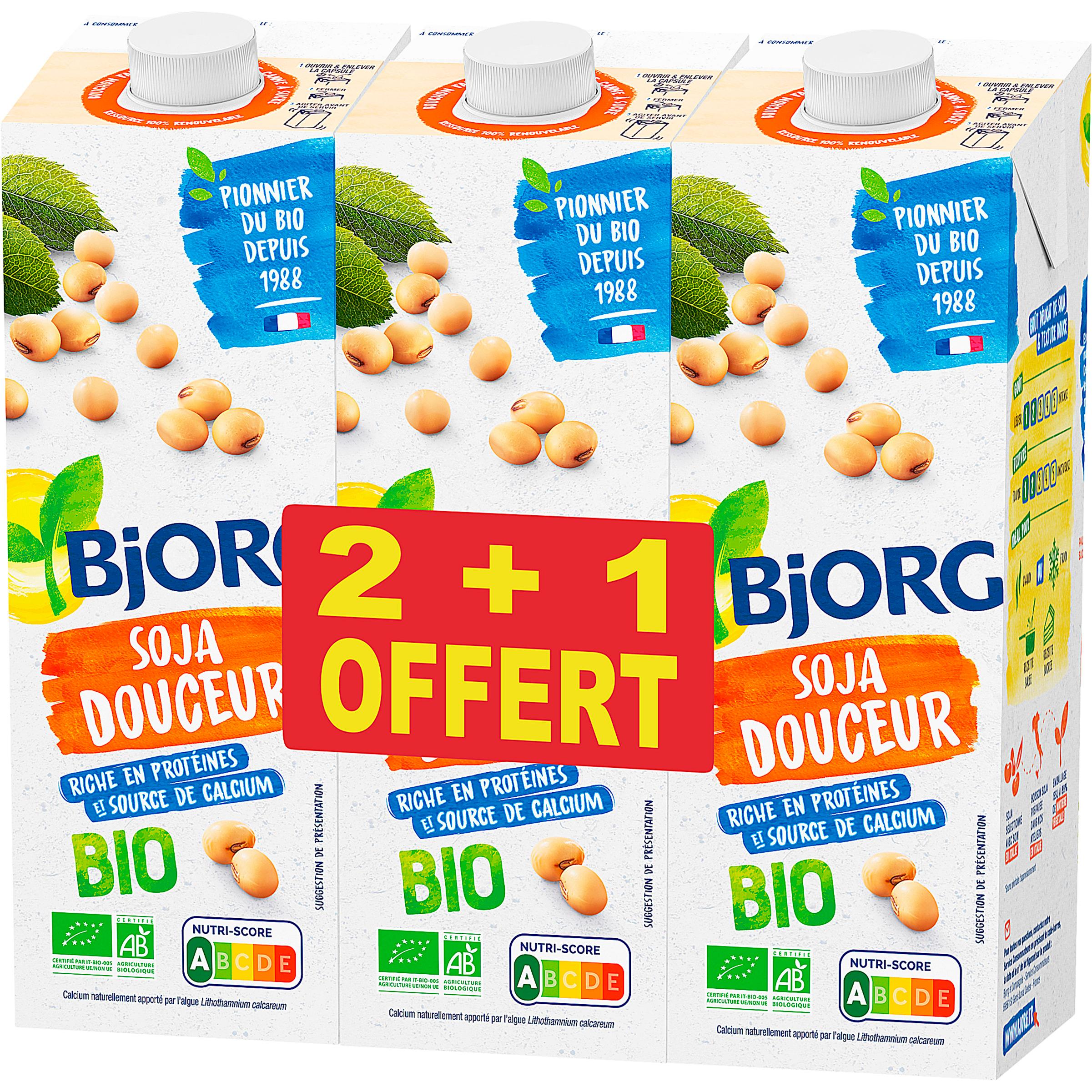 BJORG Boisson au soja douceur bio 2+1 offert 3l