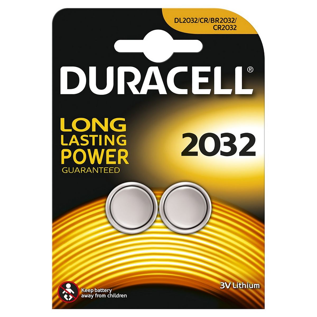 DURACELL Lot de 2 Piles bouton CR2032 lithium 3V