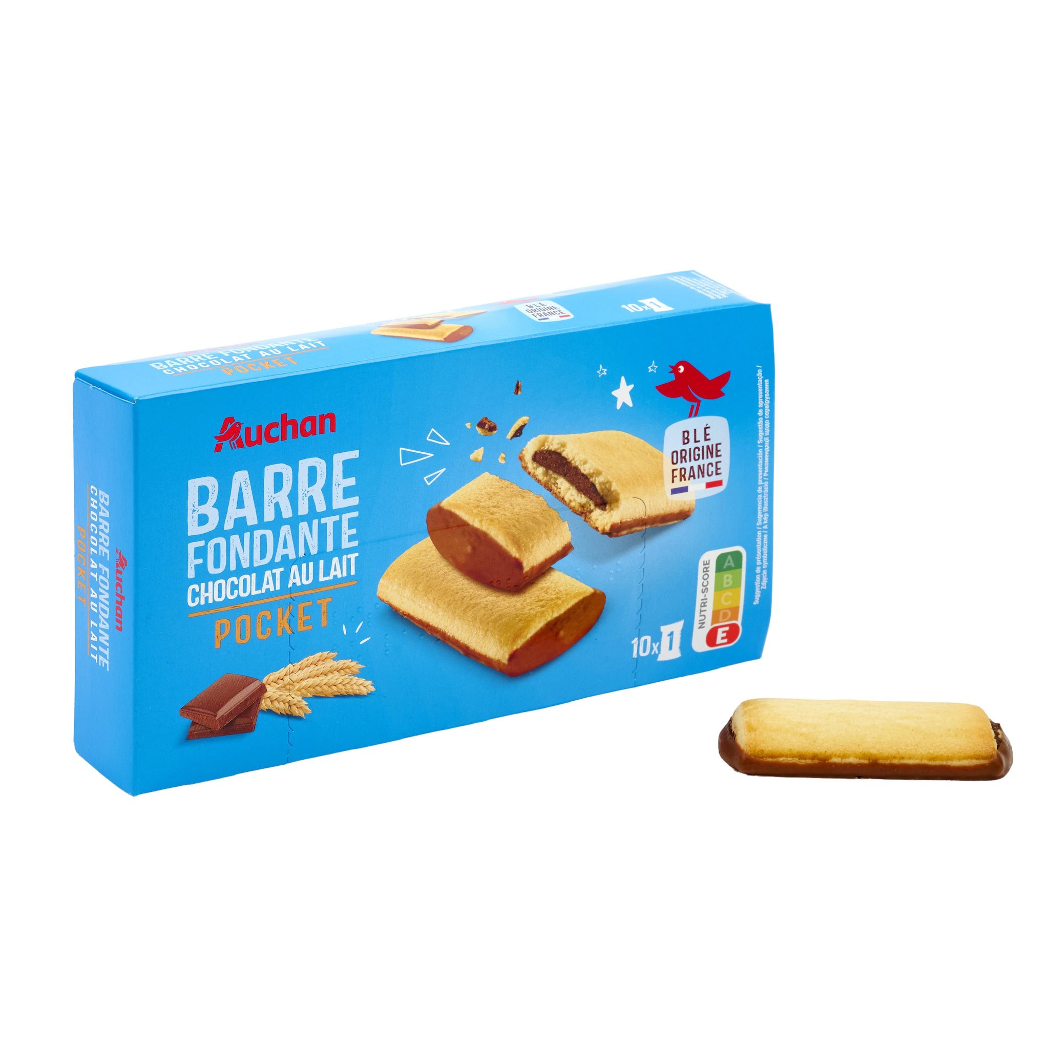 Voir la diapositive 3 : AUCHAN Biscuits sablés fourrés au chocolat au lait sachets individuels 10 biscuits 295g