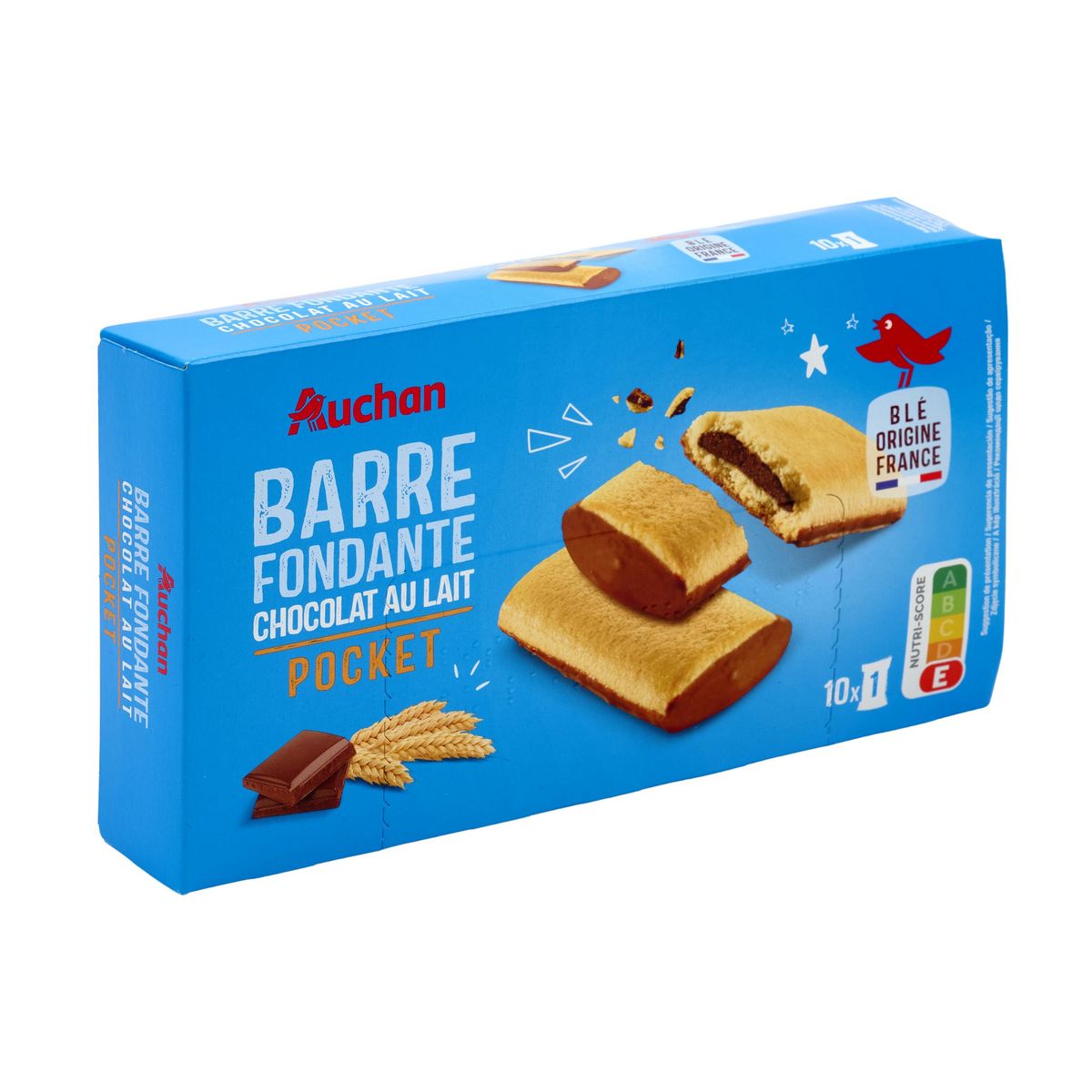 AUCHAN Biscuits sablés fourrés au chocolat au lait sachets individuels 10 biscuits 295g