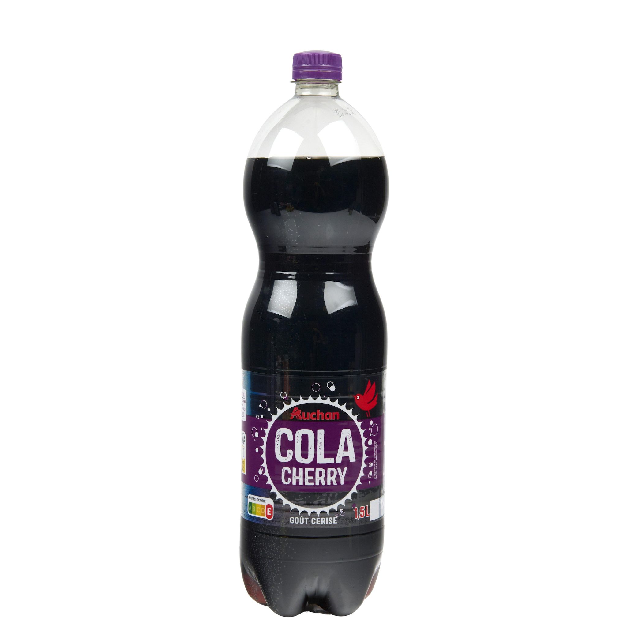 Voir la diapositive 2 : AUCHAN Boisson gazeuse Planet cola saveur cerise 1,5l