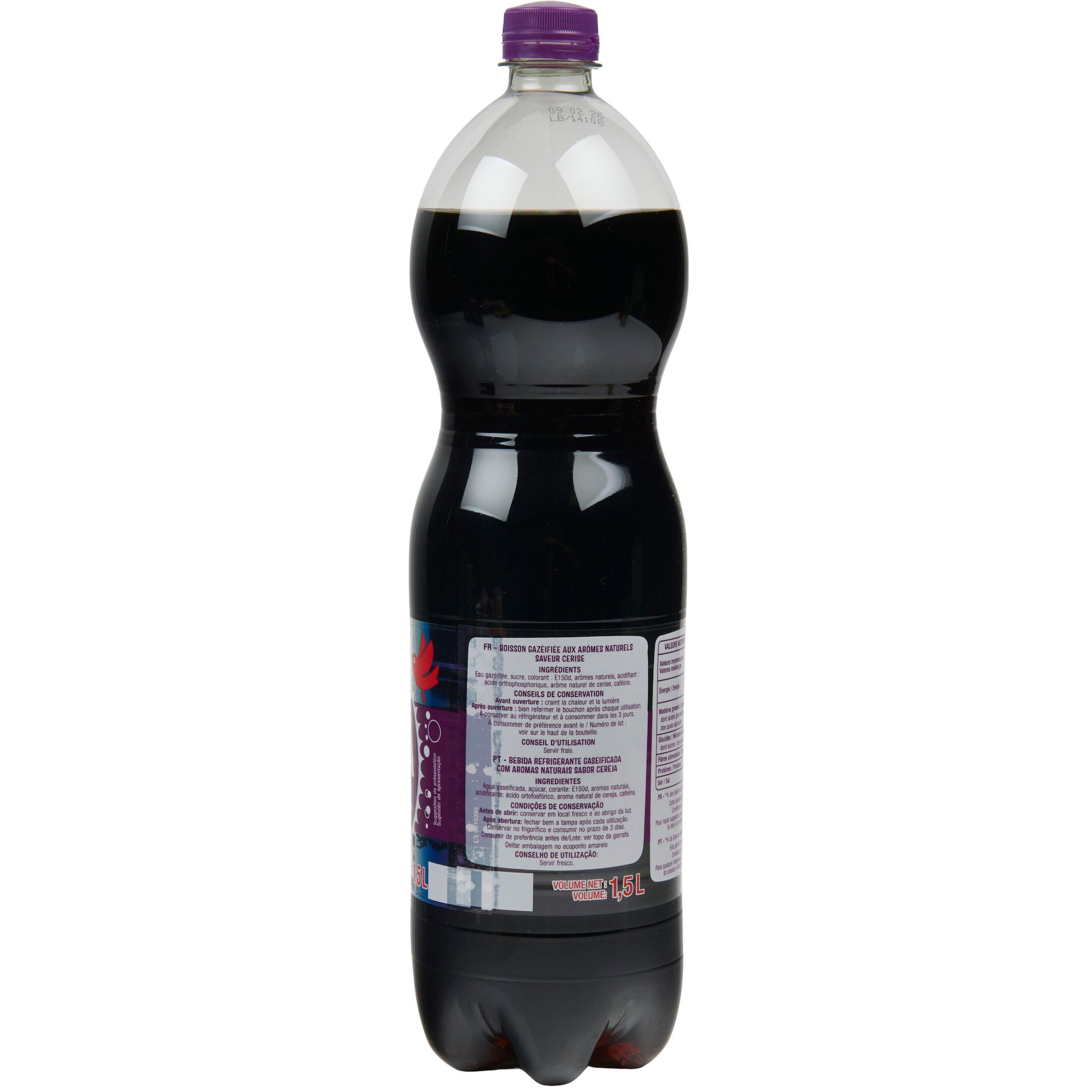 Voir la diapositive 3 : AUCHAN Boisson gazeuse Planet cola saveur cerise 1,5l