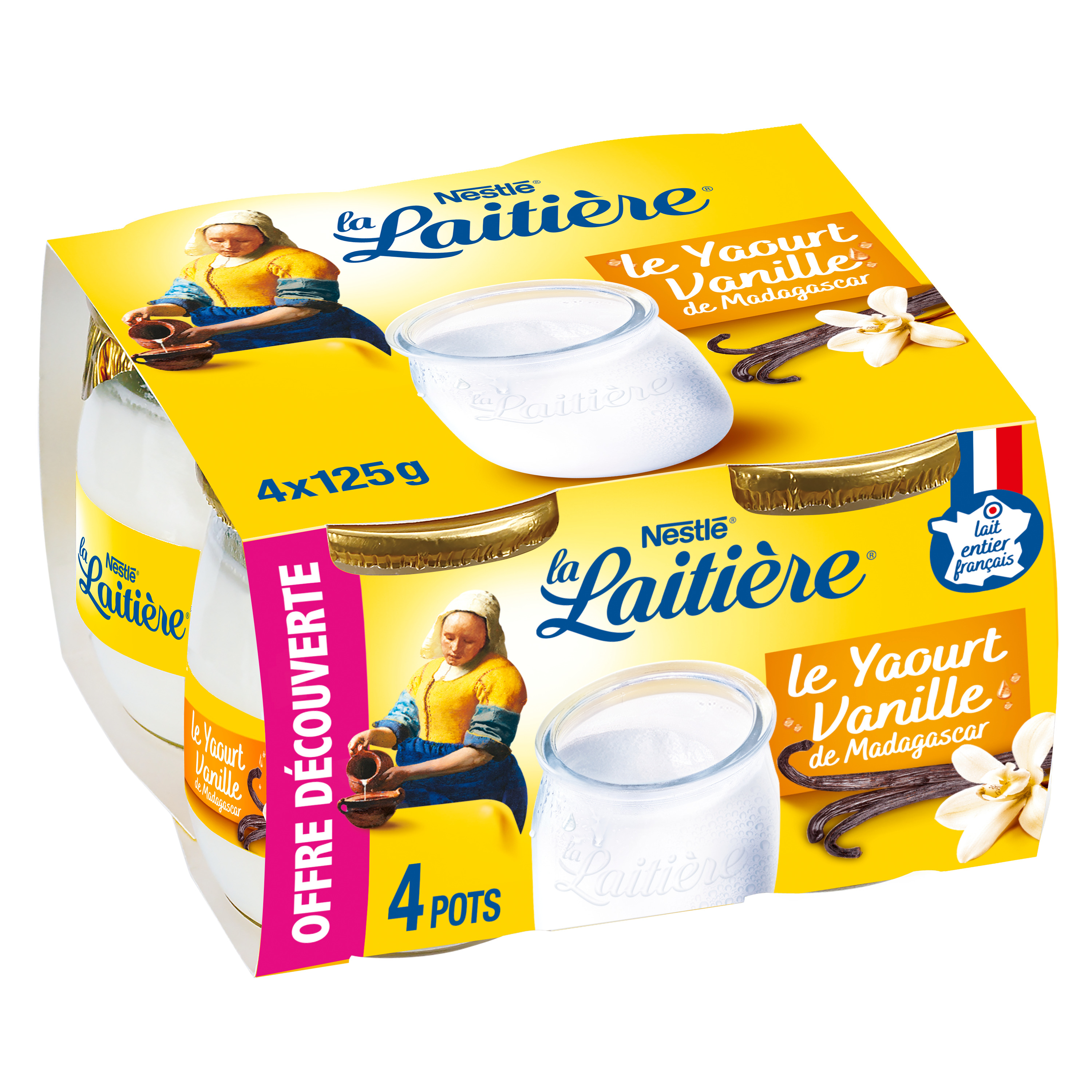 Voir la diapositive 2 : LA LAITIERE Yaourt au lait entier vanille de Madagascar 4x125g