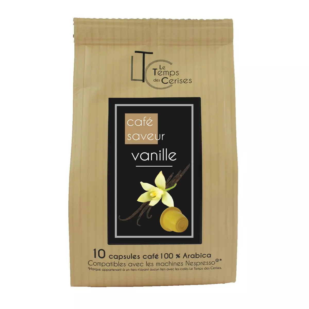 LE TEMPS DES CERISES Capsules de café saveur vanille compatibles Nespresso 10 capsules 50g