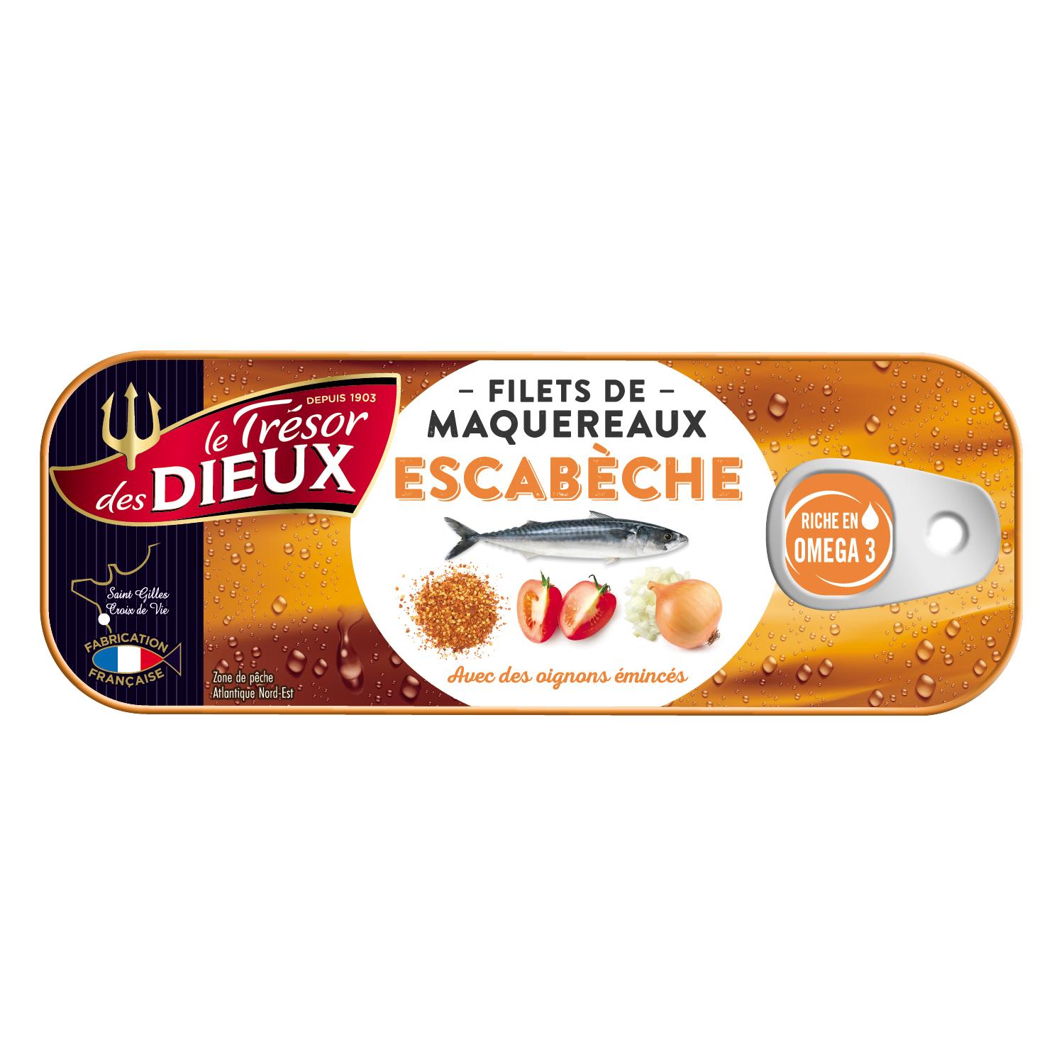 LE TRESOR DES DIEUX Filets de maquereaux sauce escabèche 169G