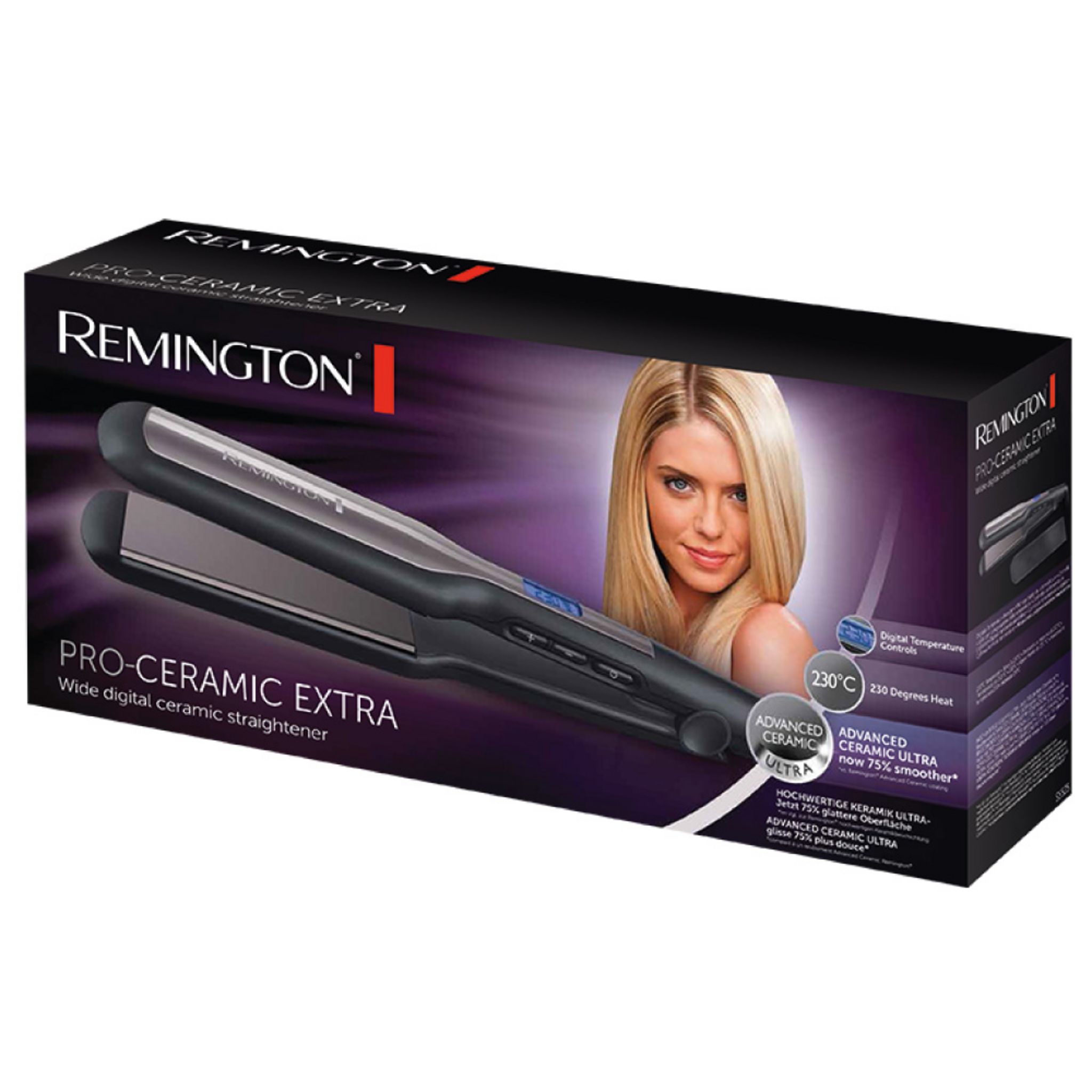 Voir la diapositive 4 : REMINGTON Lisseur céramique S5525 Pro plaques larges - Noir