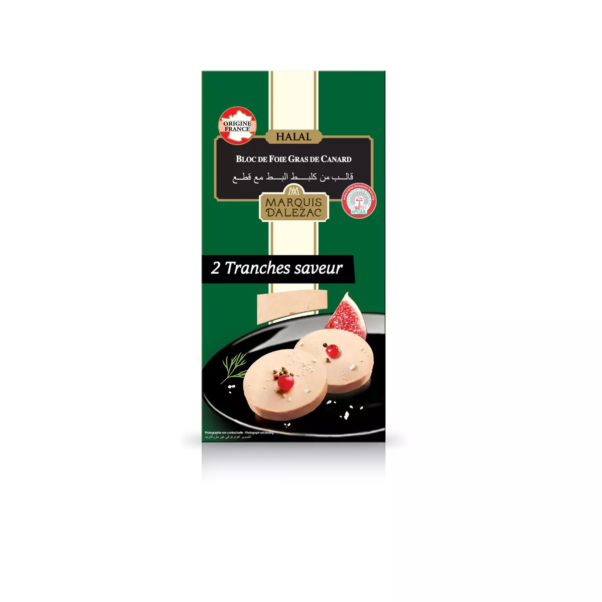 2 Tranches Foie Gras de Canard Halal - Marquis d'Alezac - 75g