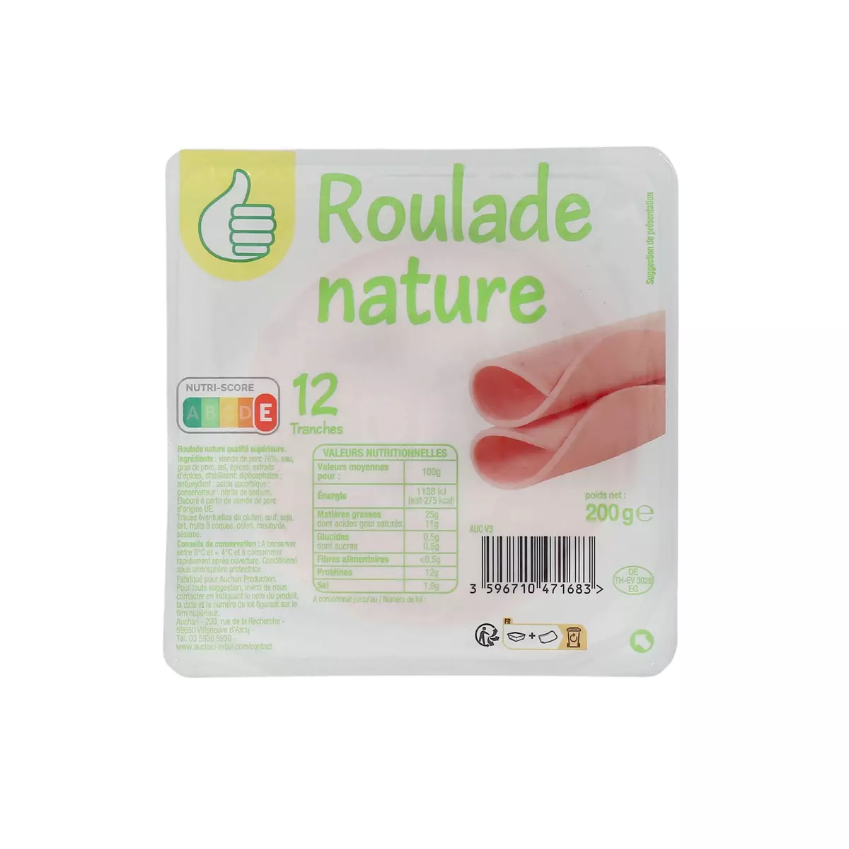 POUCE Roulade nature 12 tranches 200g